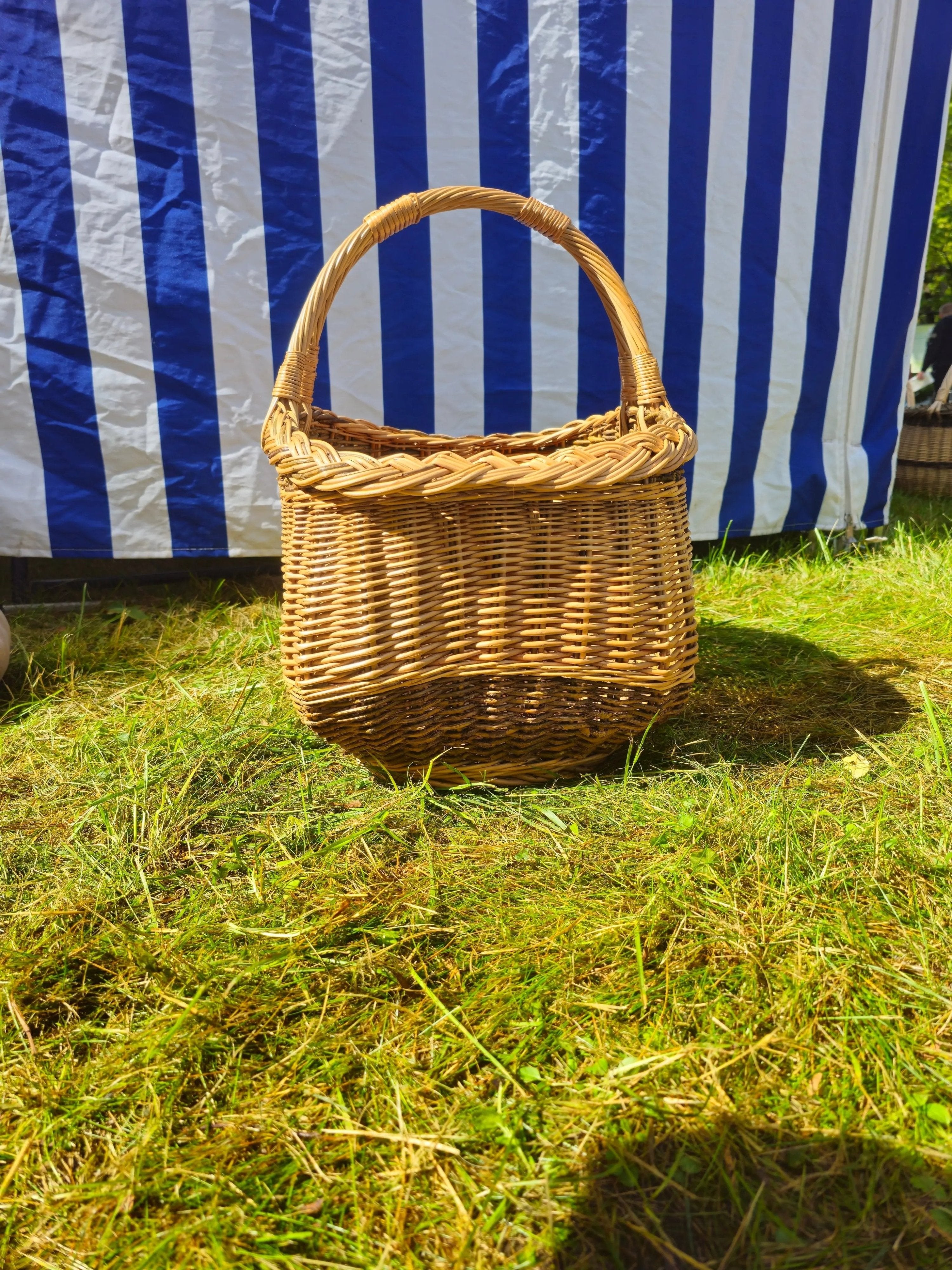 Handmade Wicker Picnic Basket – Rustic Foraging Basket with Handles - NaturelyWoven