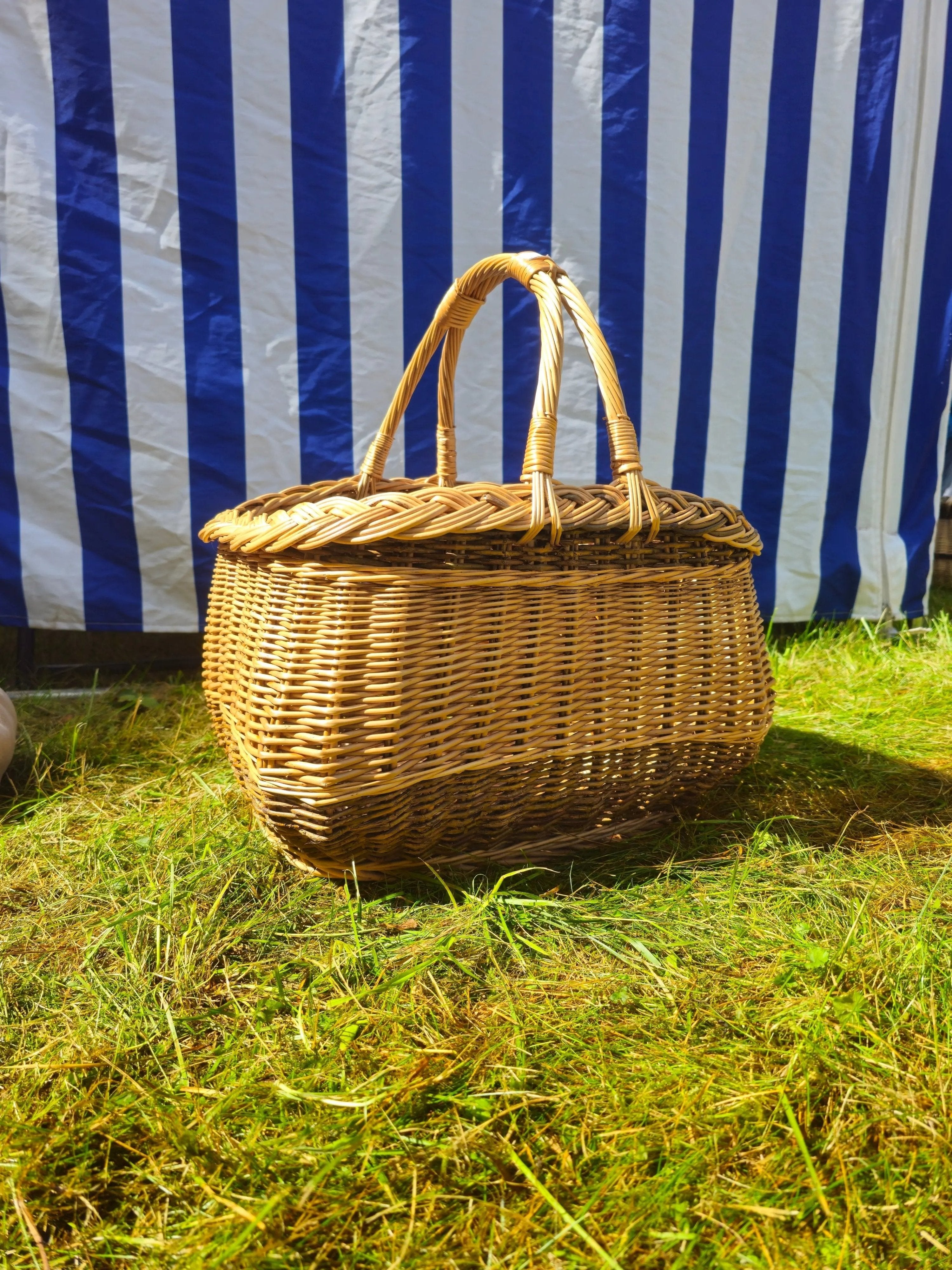 Handmade Wicker Picnic Basket – Rustic Foraging Basket with Handles - NaturelyWoven