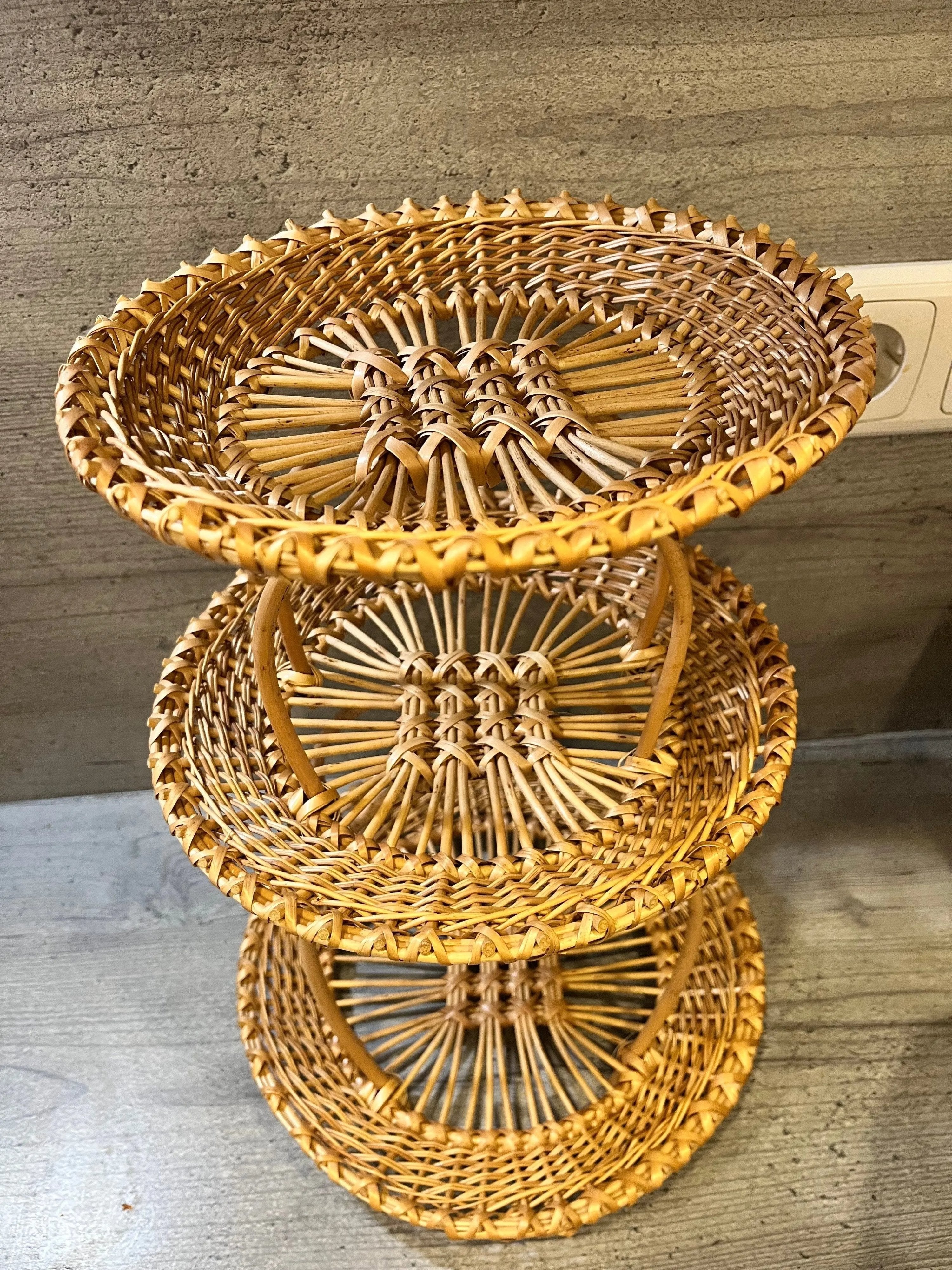 Handwoven Display Stand - Three Tier Rustic Willow Tray with Airflow Design - NaturelyWoven