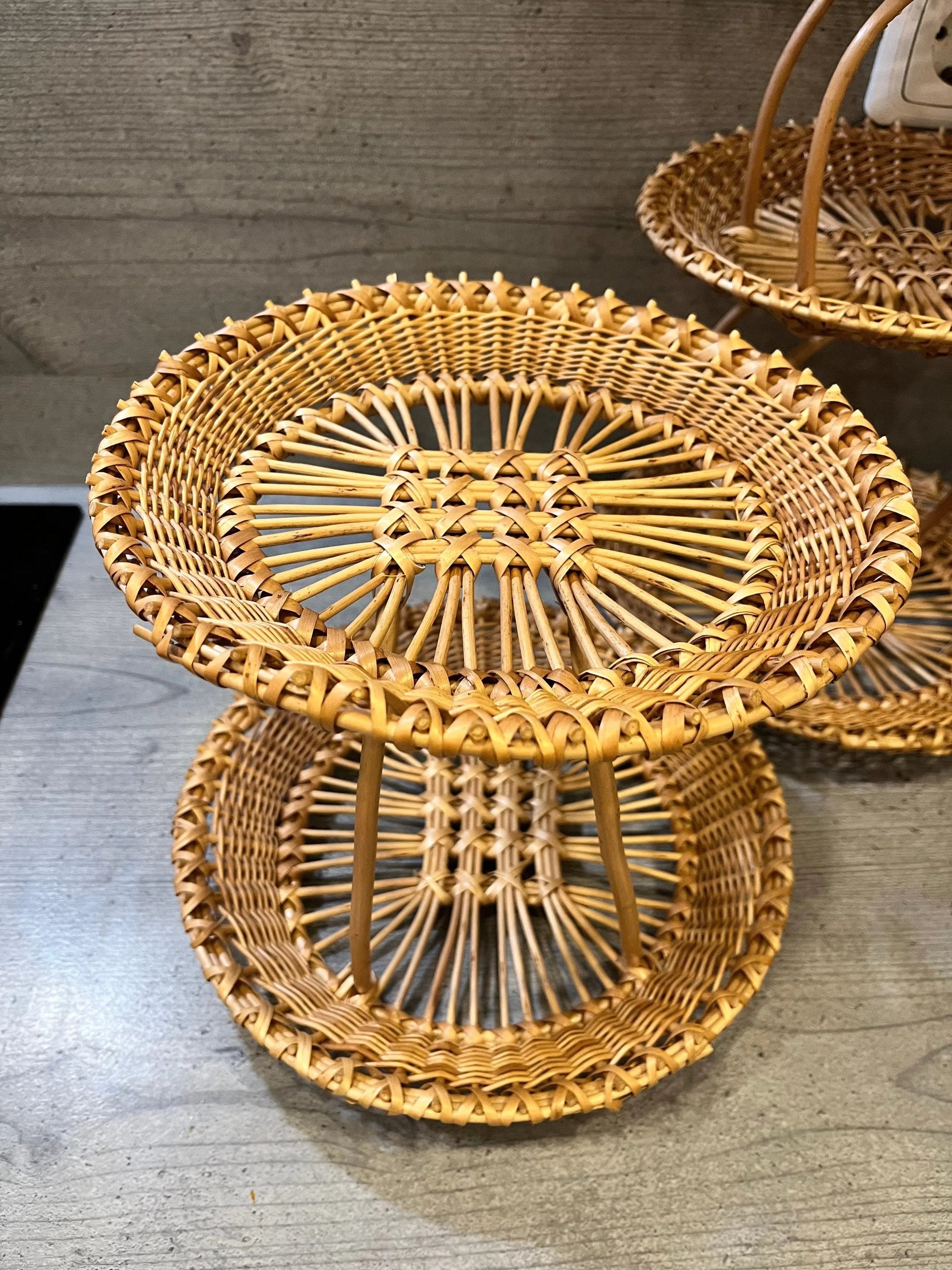 Handwoven Display Stand - Three Tier Rustic Willow Tray with Airflow Design - NaturelyWoven