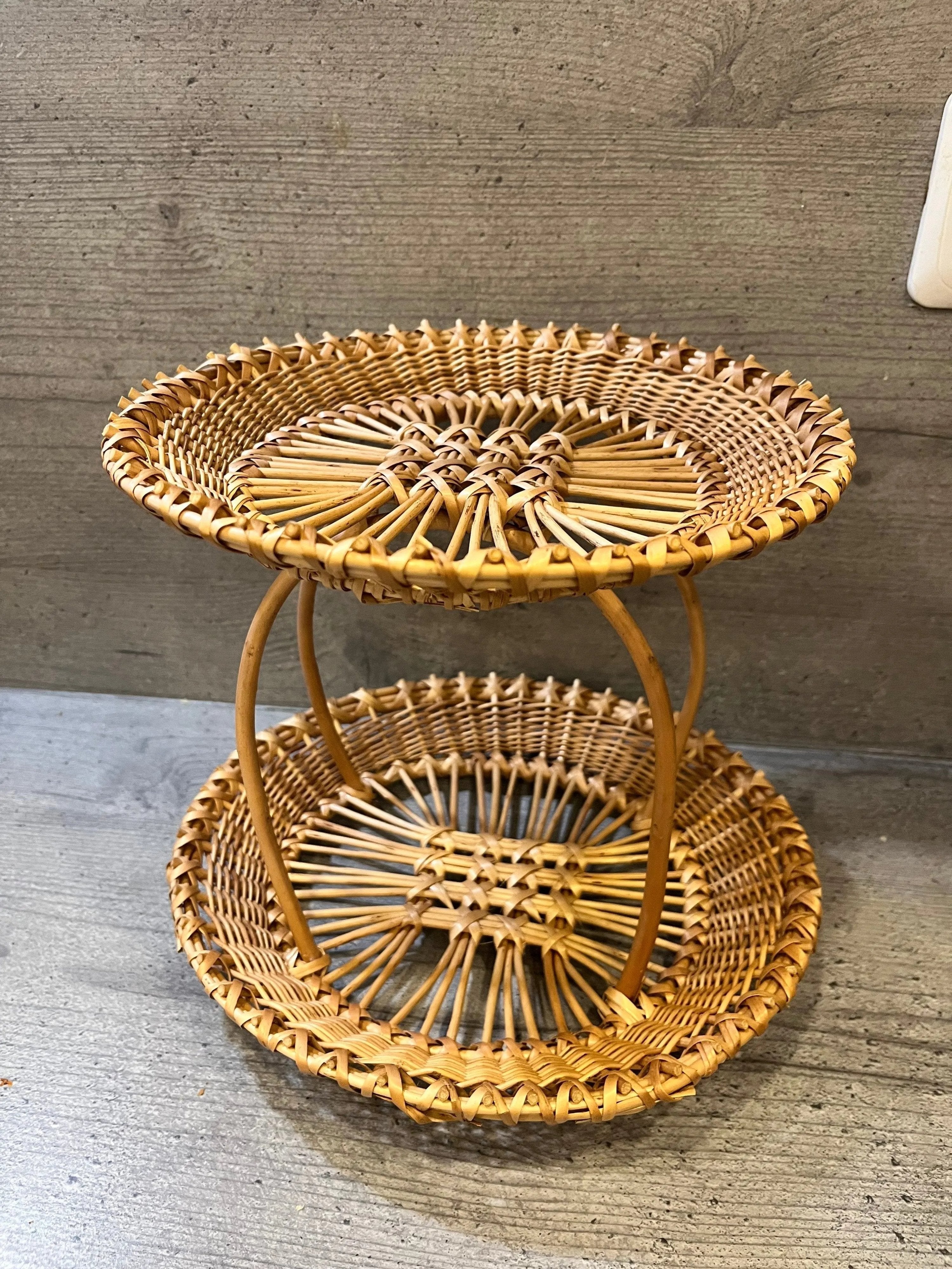 Handwoven Display Stand - Three Tier Rustic Willow Tray with Airflow Design - NaturelyWoven