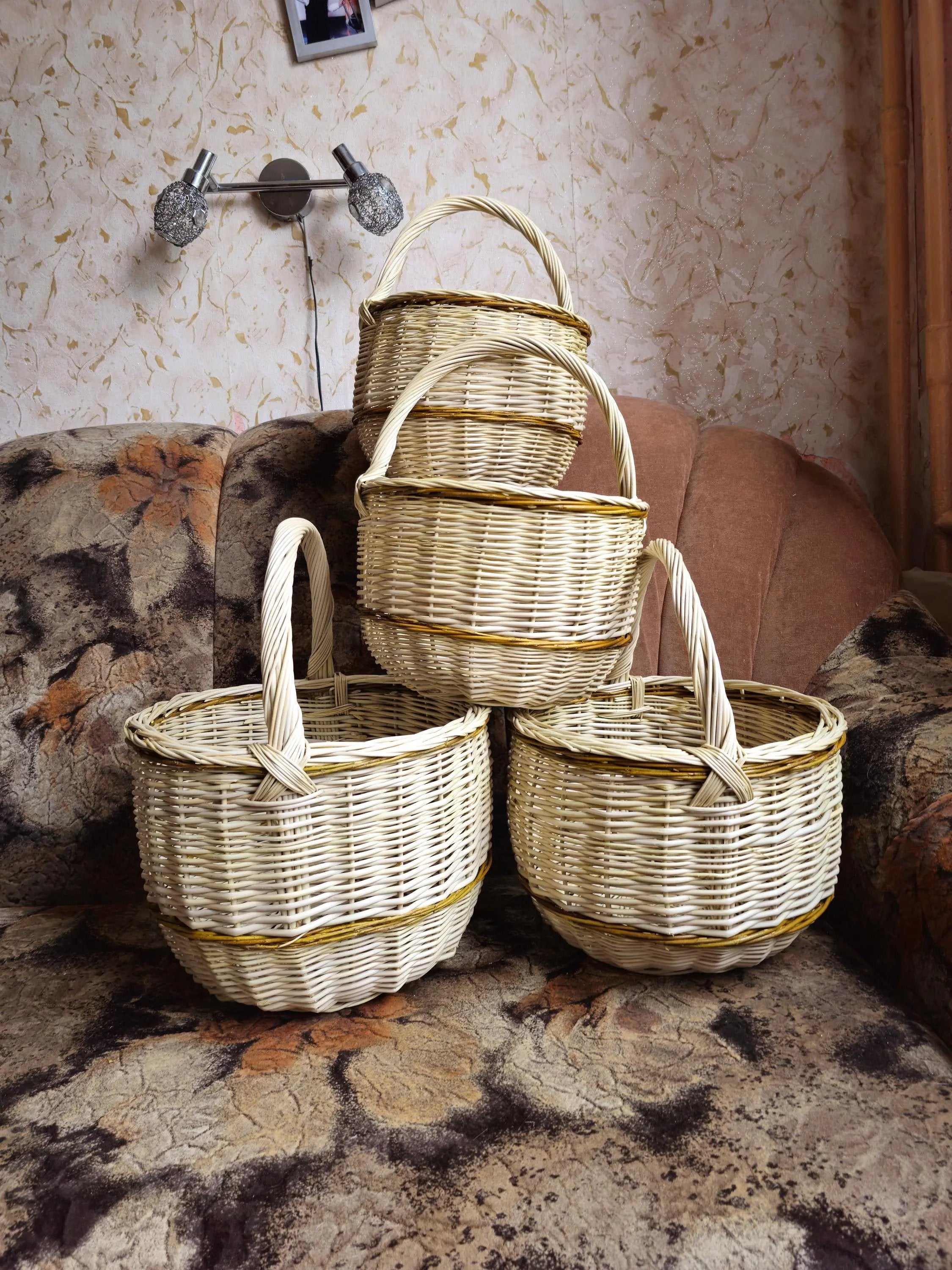 Handwoven Wicker Basket – Artisan Crafted Rustic Storage With Handle - NaturelyWoven