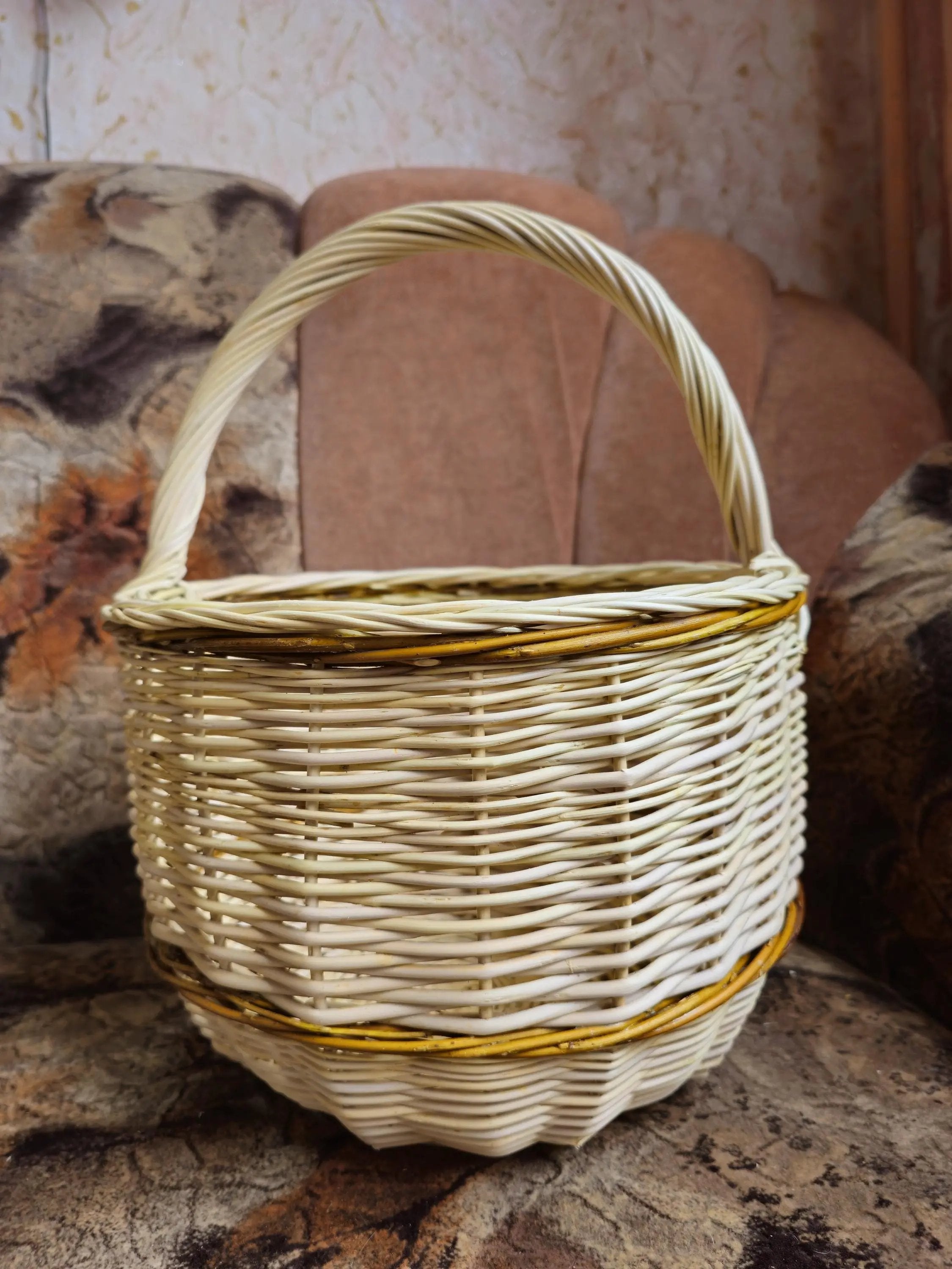 Handwoven Wicker Basket – Artisan Crafted Rustic Storage With Handle - NaturelyWoven