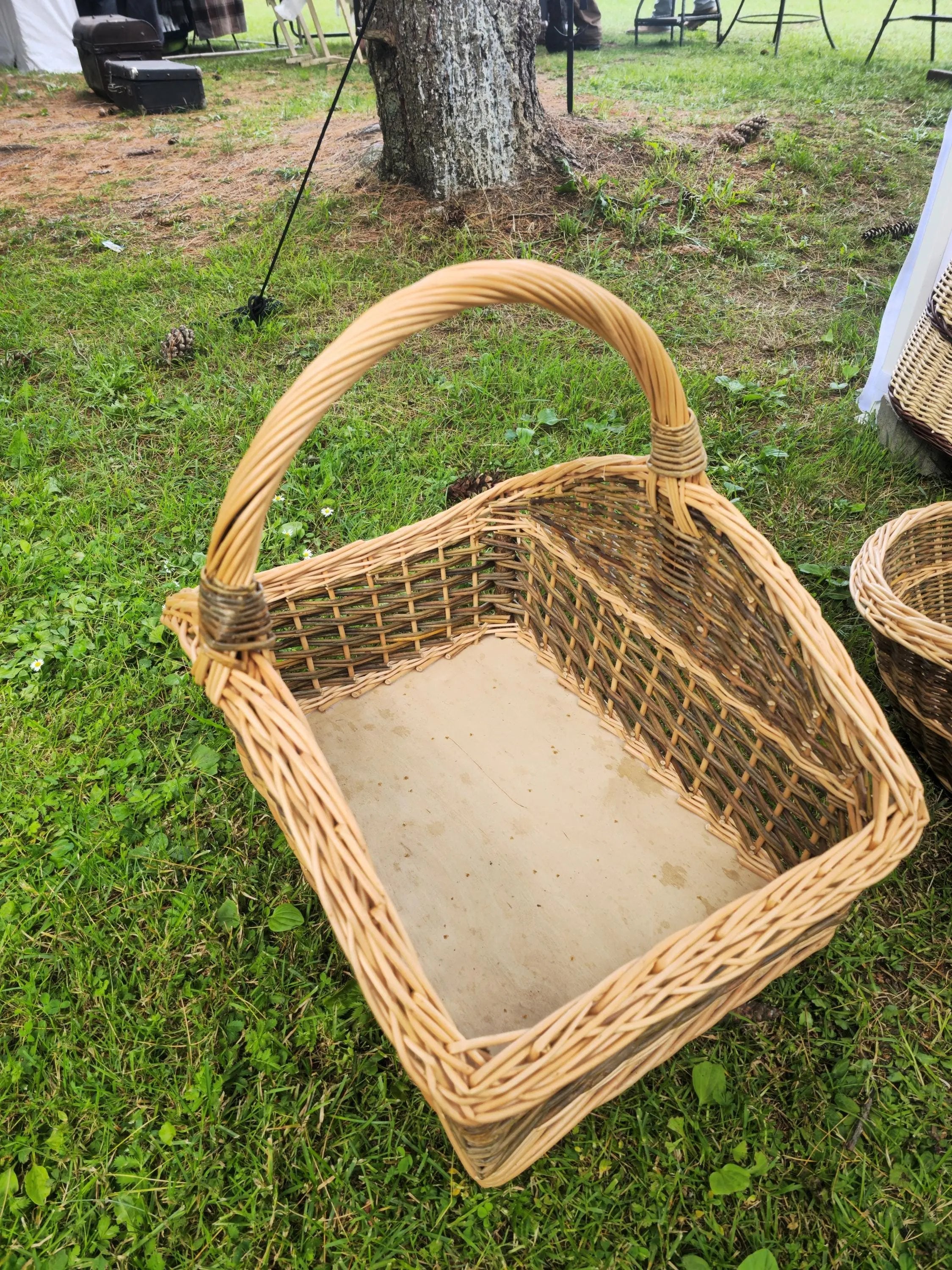 Large Rustic Wicker Firewood Basket with Handle - NaturelyWoven