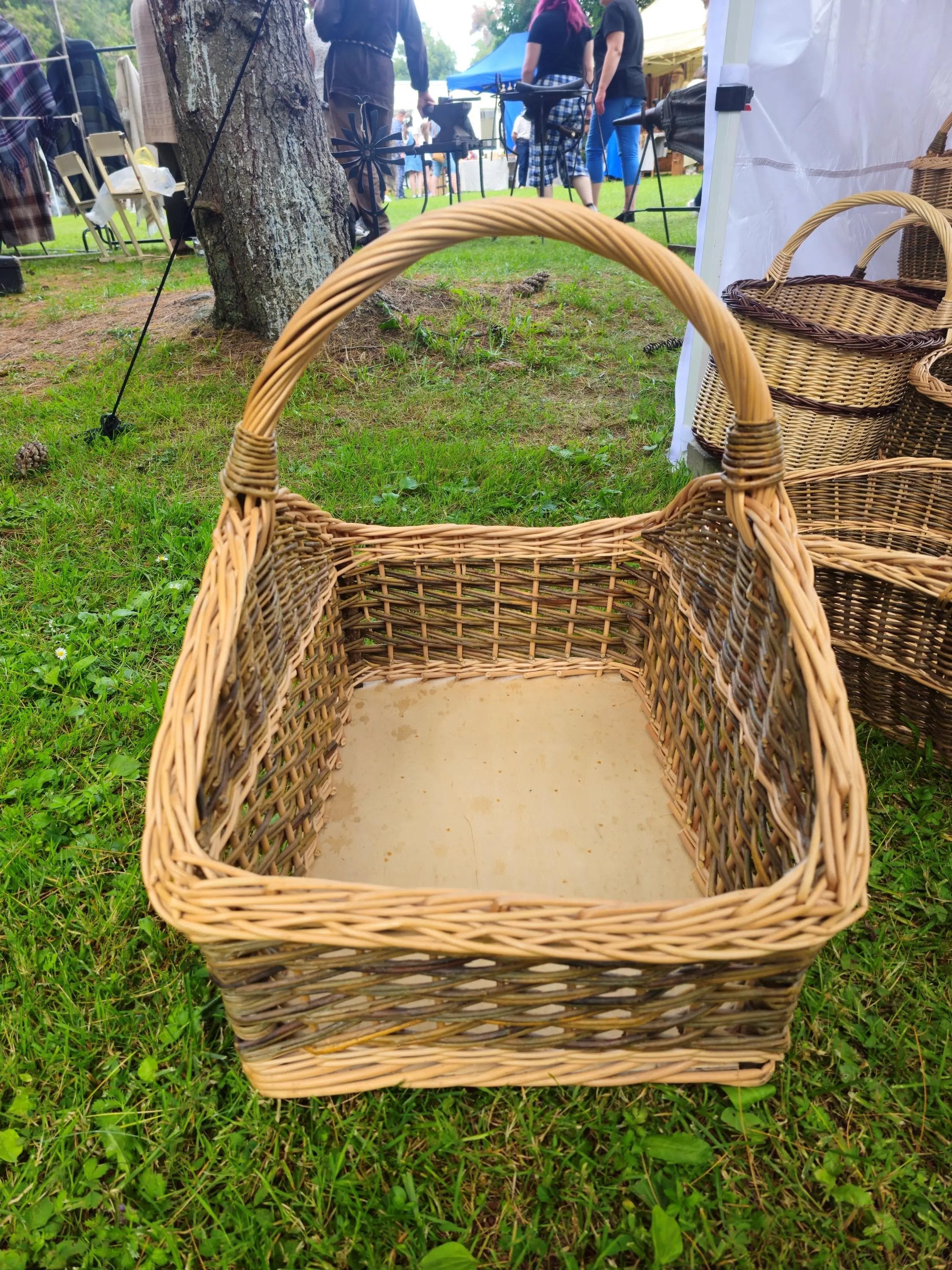 Large Rustic Wicker Firewood Basket with Handle - NaturelyWoven