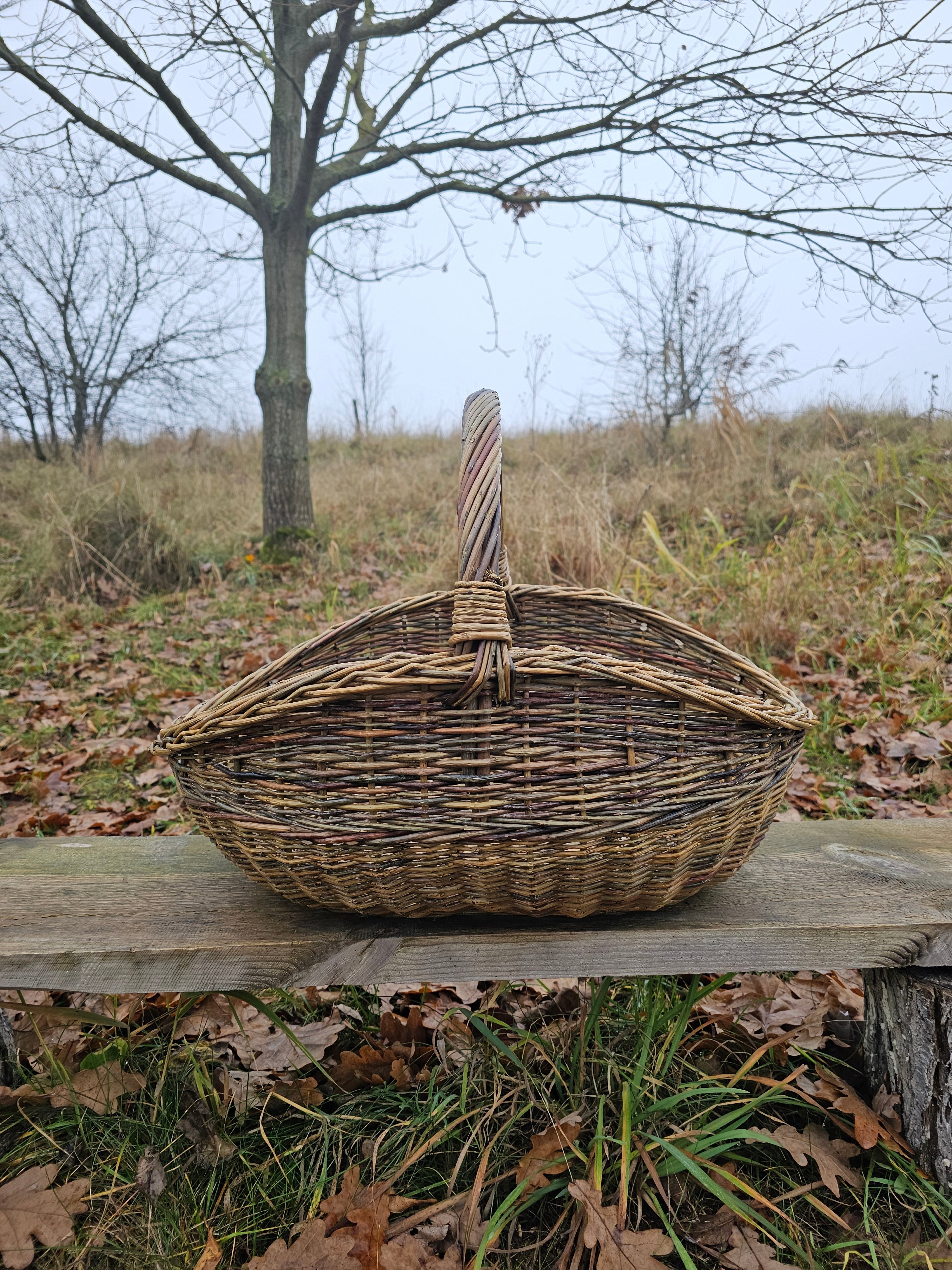Handwoven Wicker Basket - Natural Foraging Basket for Harvesting & Mushroom Picking - NaturelyWoven