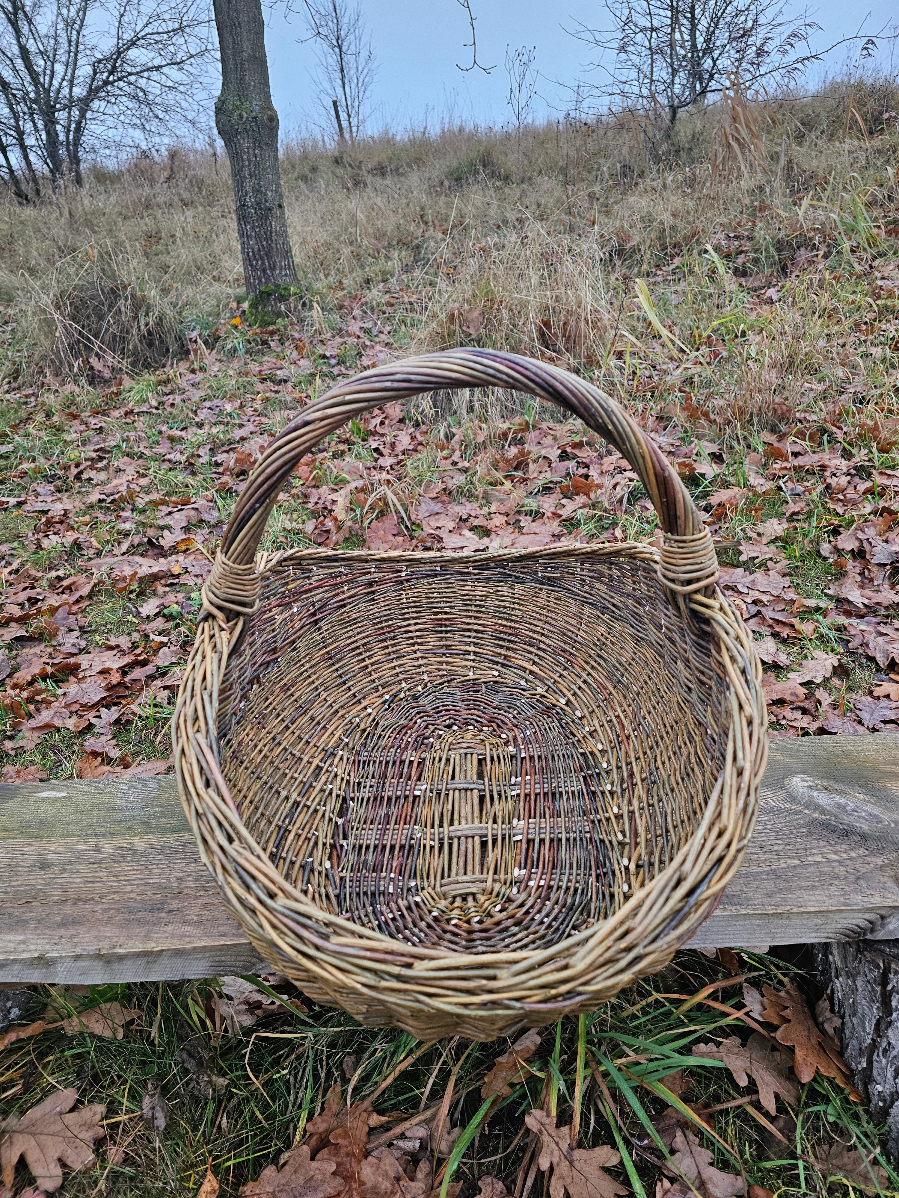 Handwoven Wicker Basket - Natural Foraging Basket for Harvesting & Mushroom Picking - NaturelyWoven