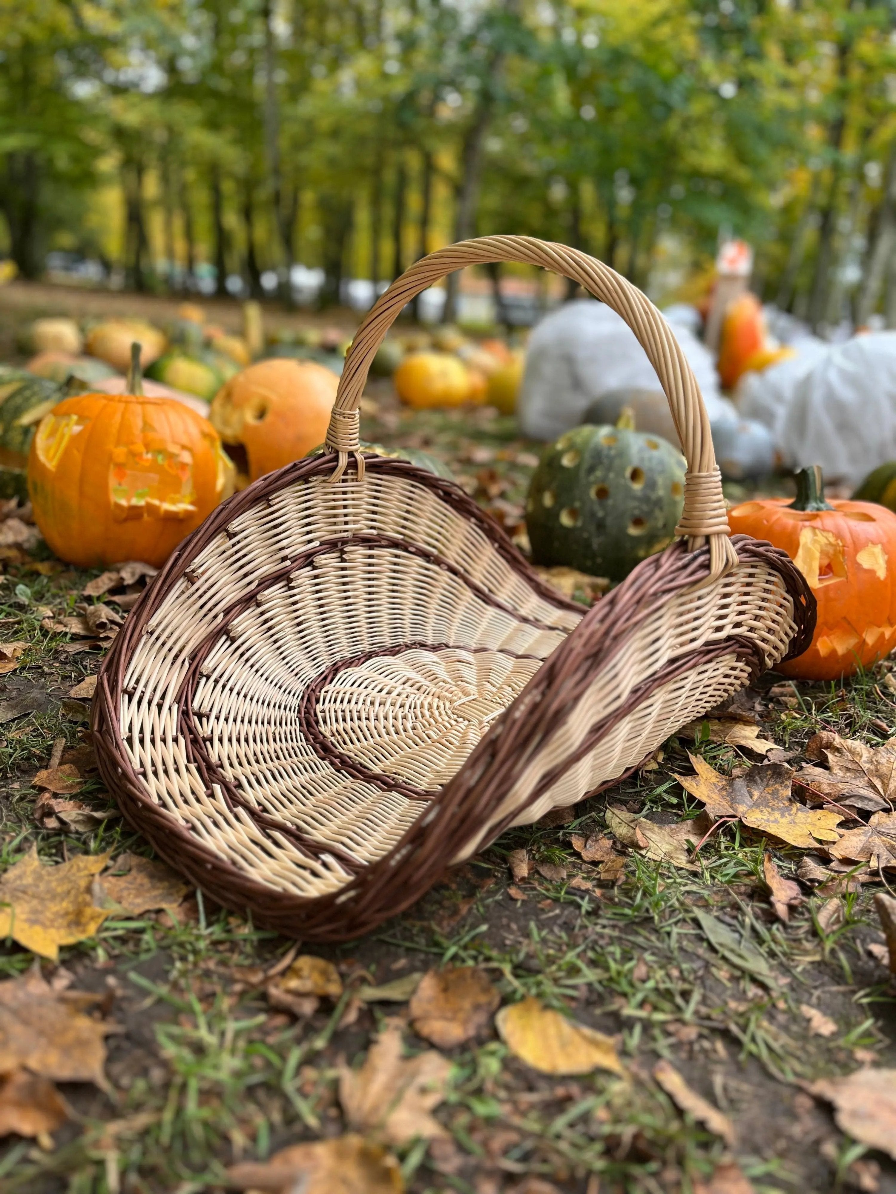 Handwoven Wicker Basket – Rustic Flower Girl Wedding Basket With Oval Handle - NaturelyWoven