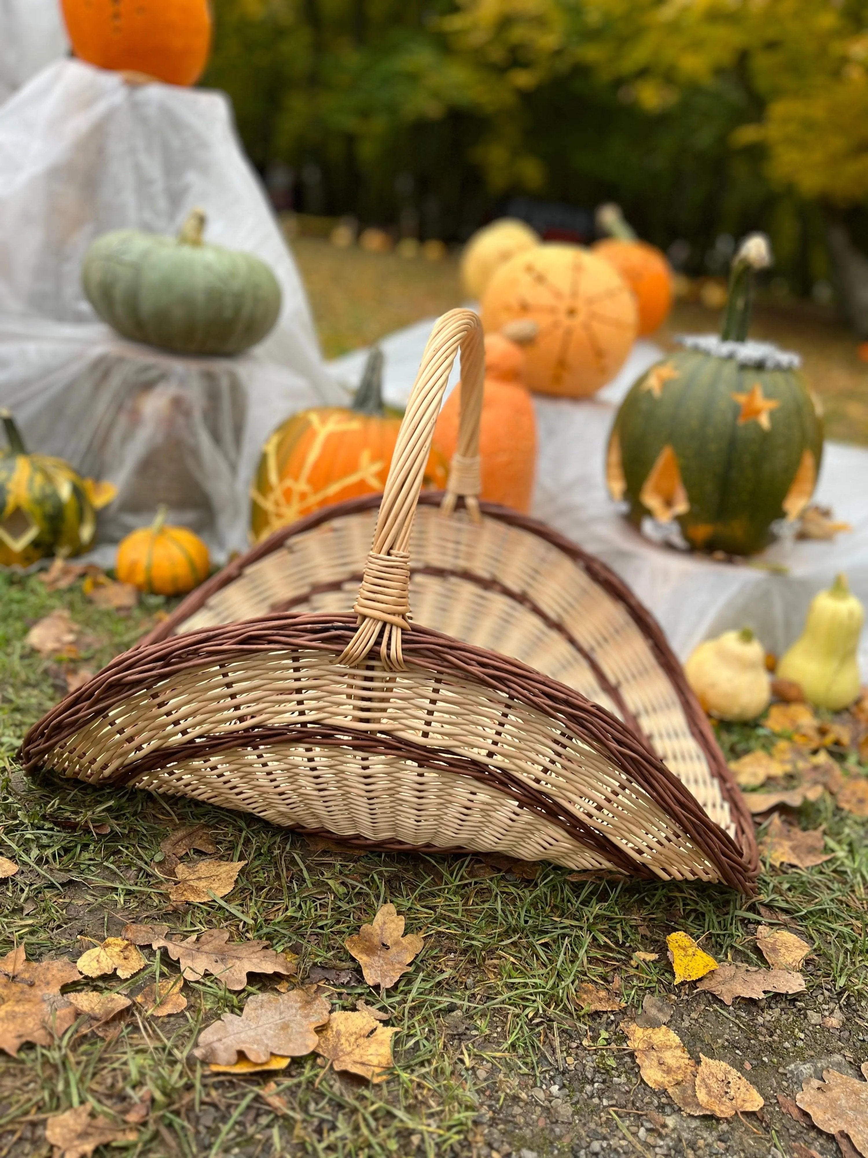 Handwoven Wicker Basket – Rustic Flower Girl Wedding Basket With Oval Handle - NaturelyWoven