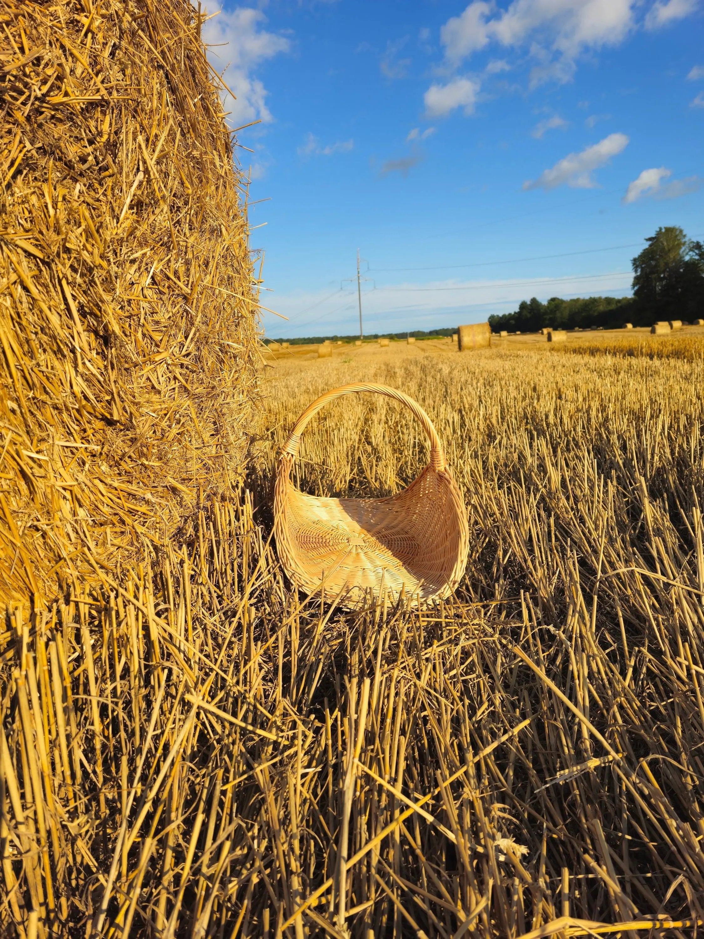 Handwoven Wicker Basket – Rustic Flower Girl Wedding Basket With Oval Handle - NaturelyWoven