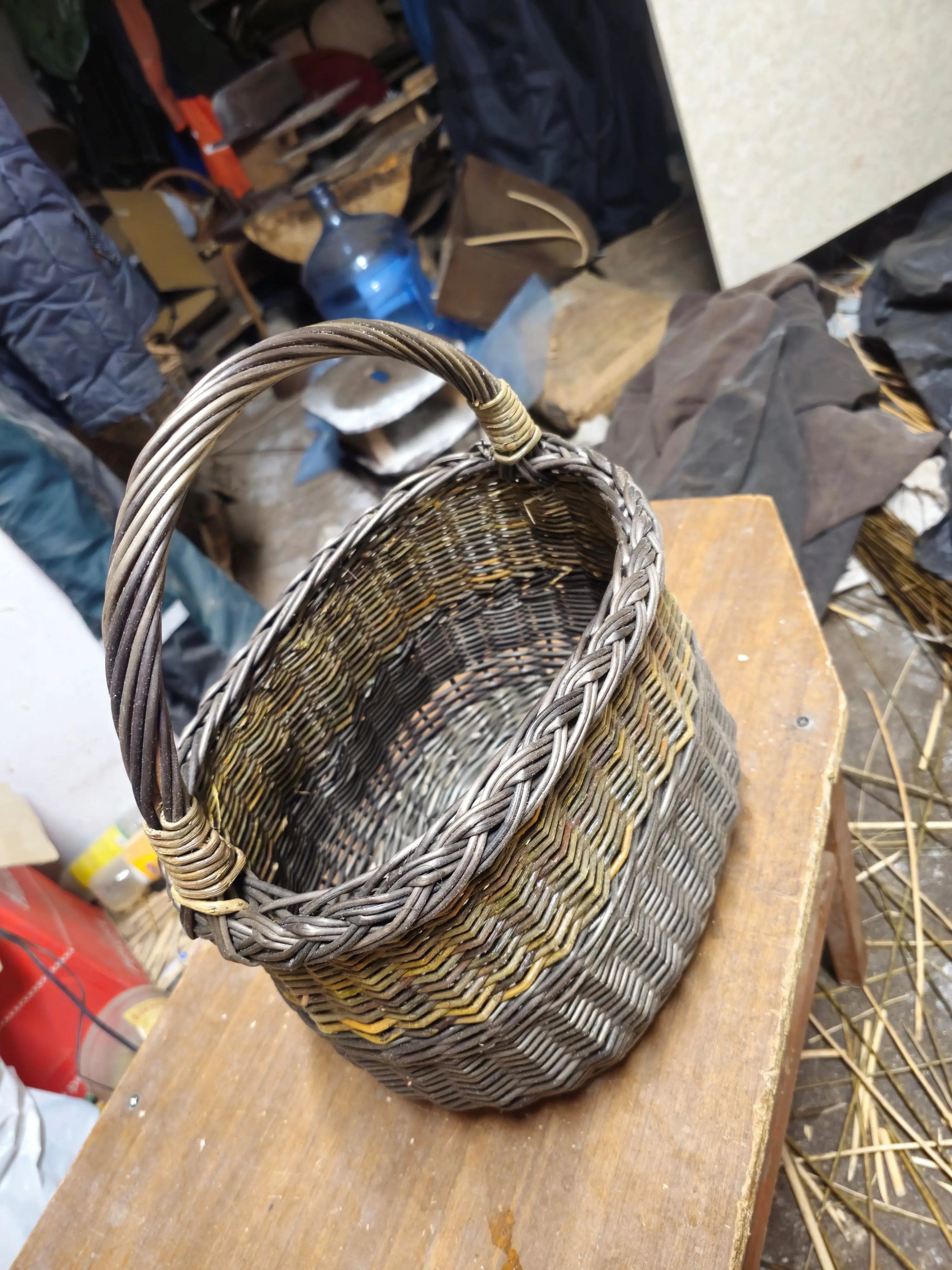 Handwoven Wicker Basket - Rustic Two Tone Oval Storage Basket for Home Decor - NaturelyWoven