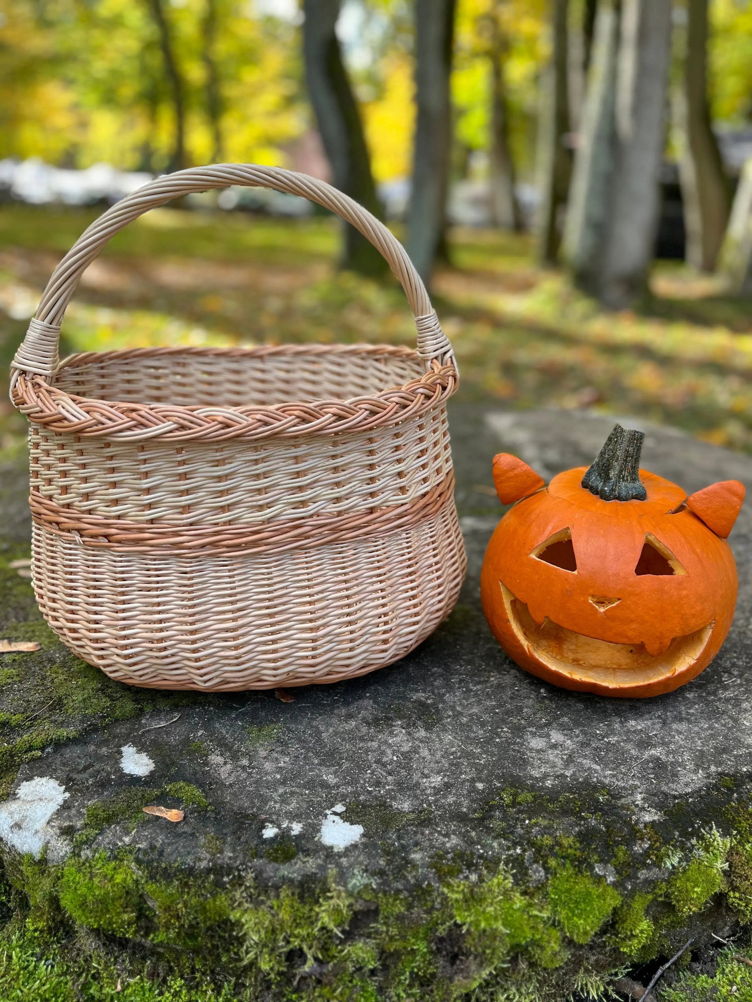 Handwoven Wicker Basket - Rustic Two Tone Oval Storage Basket for Home Decor - NaturelyWoven