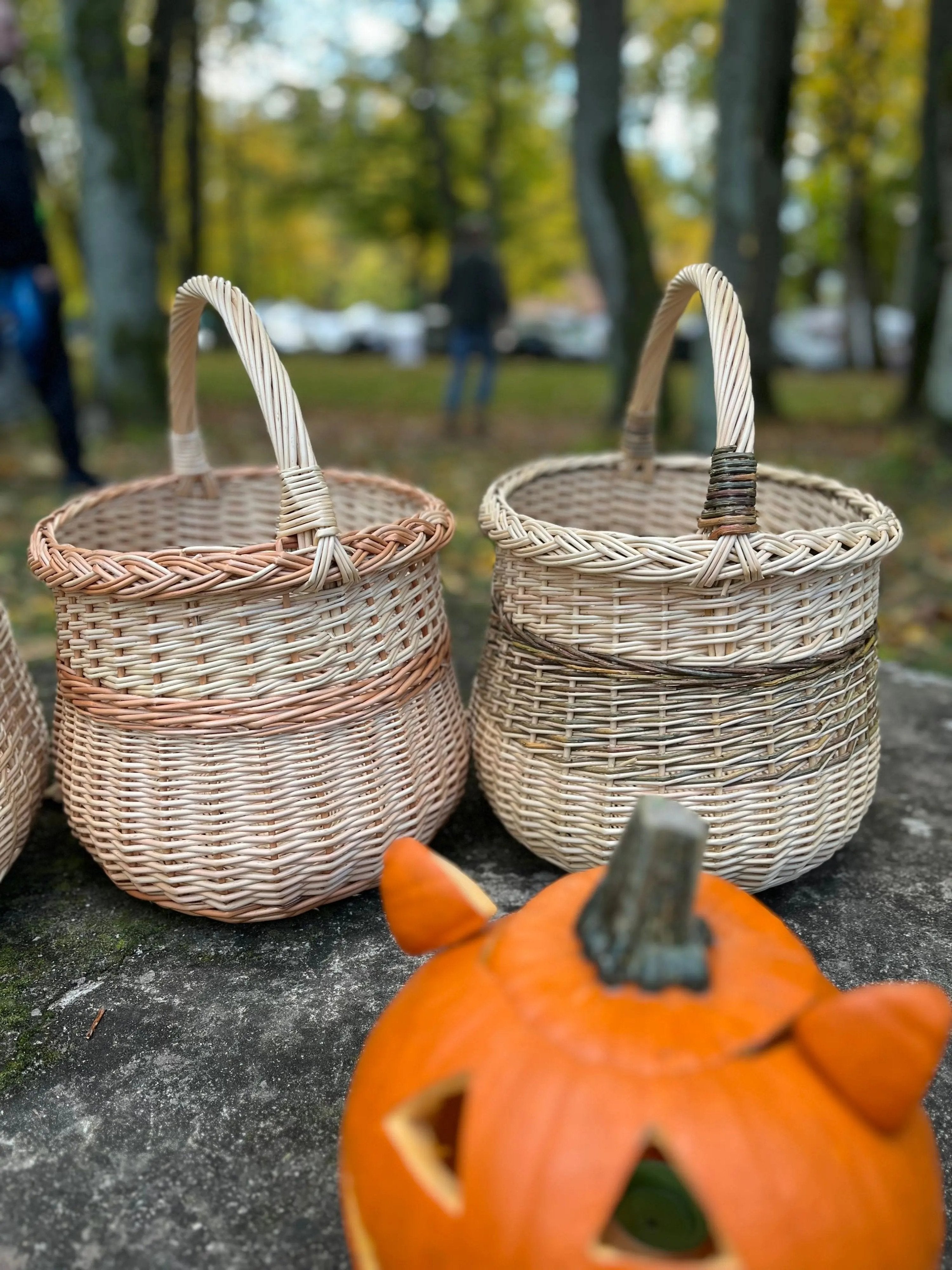 Handwoven Wicker Basket - Rustic Two Tone Oval Storage Basket for Home Decor - NaturelyWoven