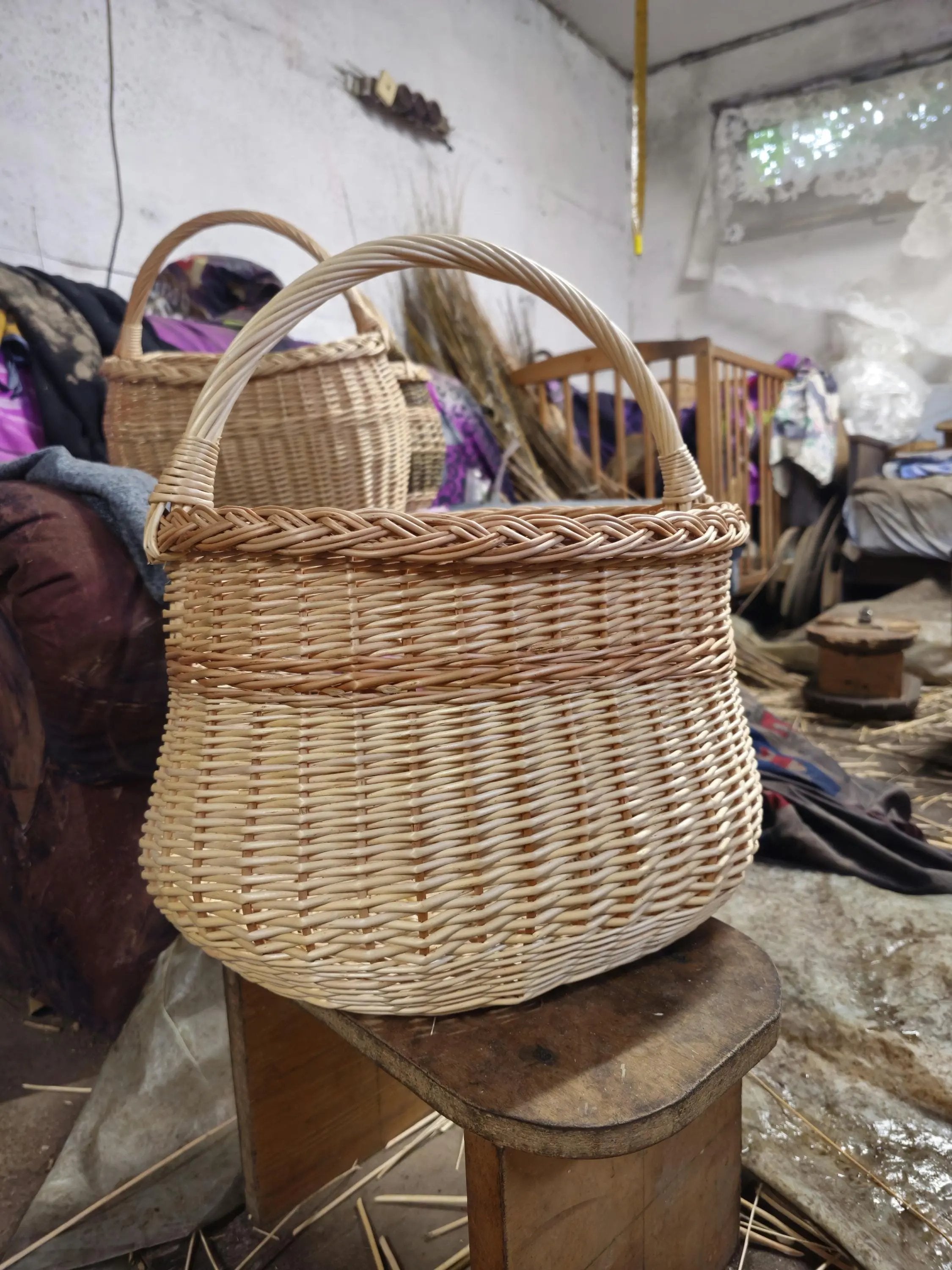 Handwoven Wicker Basket - Rustic Two Tone Oval Storage Basket for Home Decor - NaturelyWoven