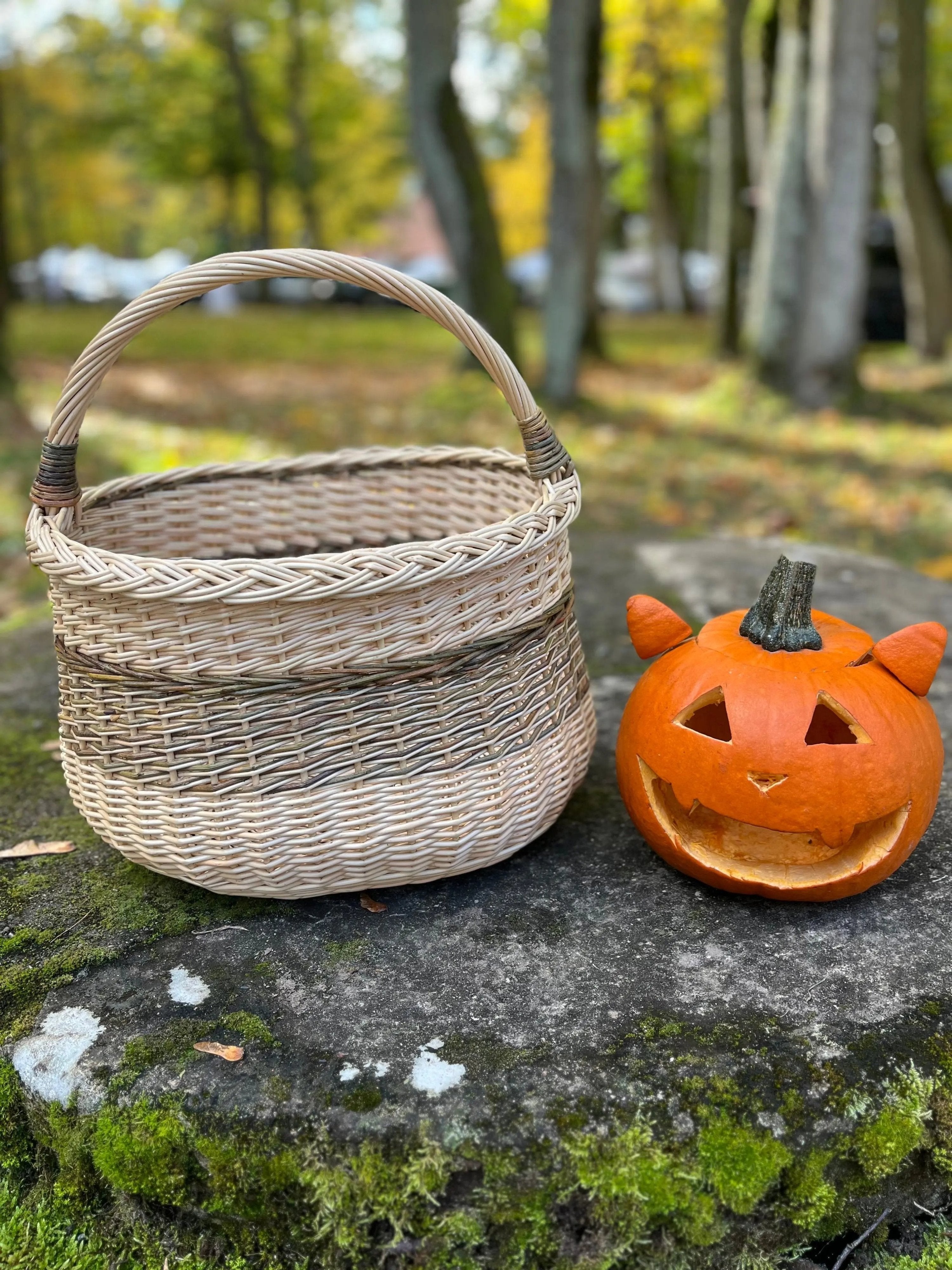Handwoven Wicker Basket - Rustic Two Tone Oval Storage Basket for Home Decor - NaturelyWoven
