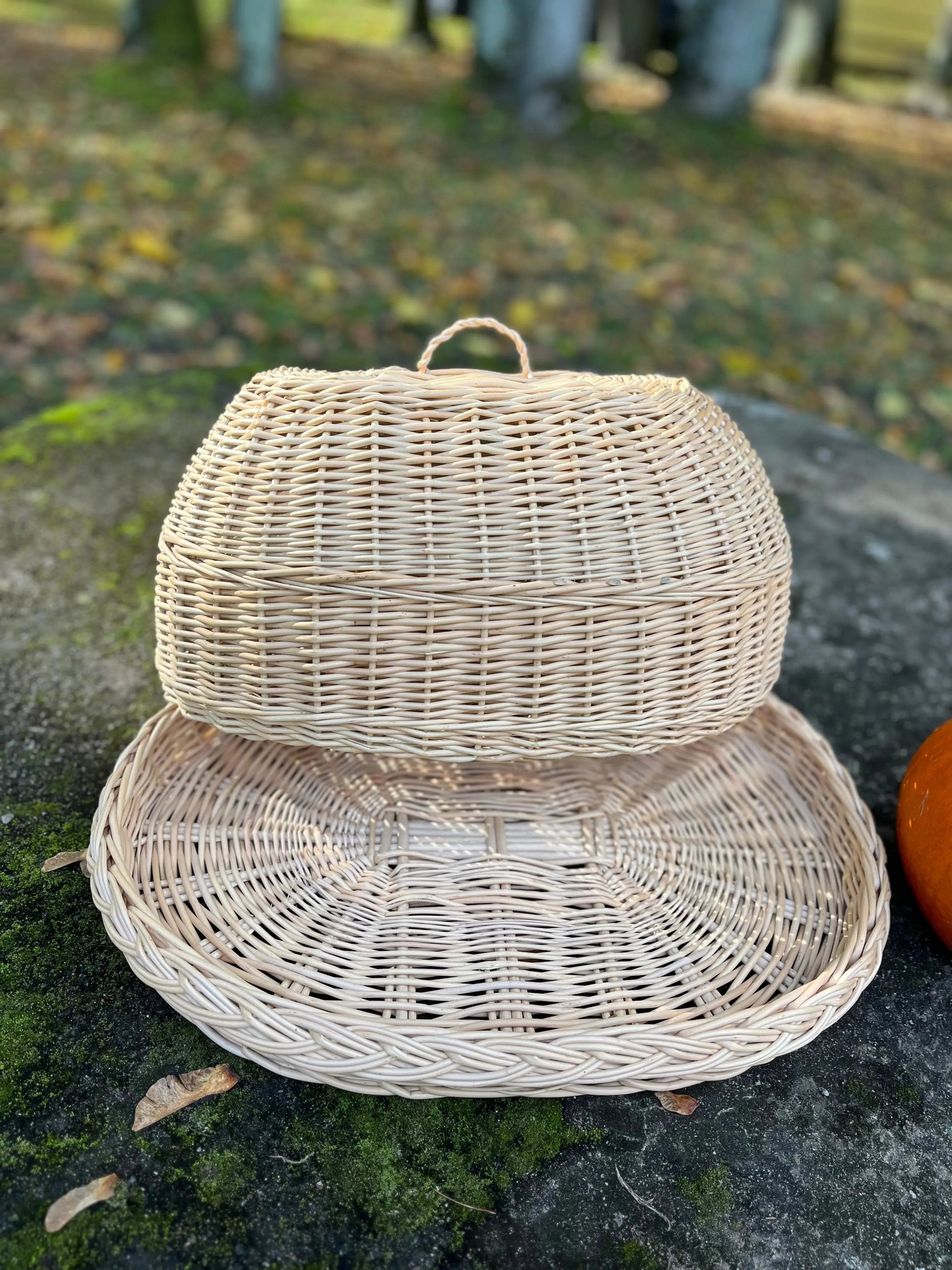 Handwoven Wicker Tray – Large Bread Box with Dome Lid | Rustic Kitchen Decor - NaturelyWoven