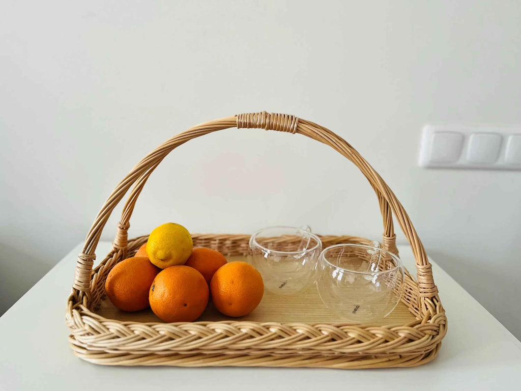 Wicker serving tray 002b - NaturelyWoven wicker - handmade
