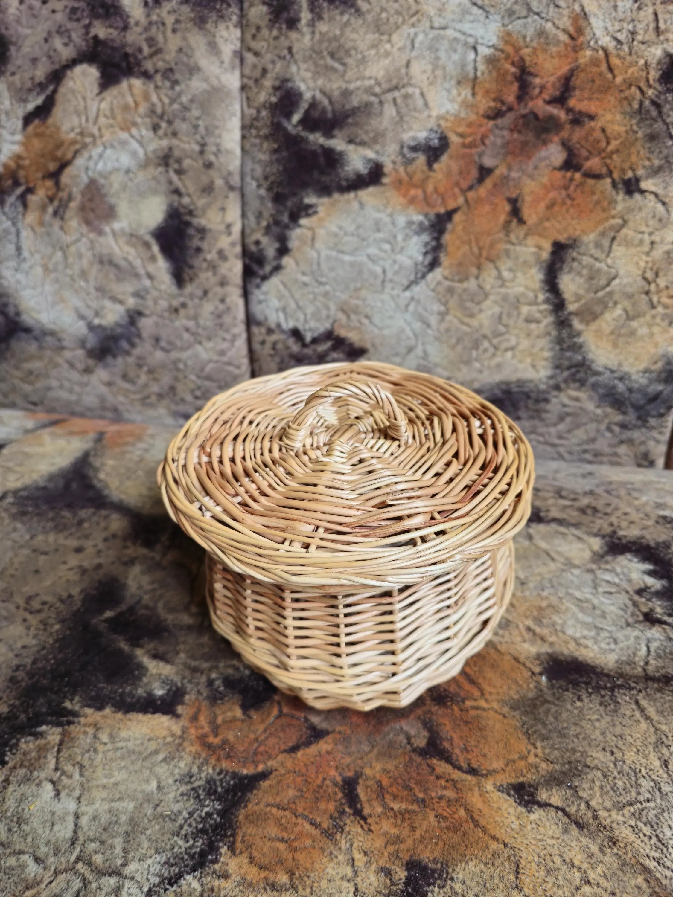 Handwoven Willow Basket – Rustic Kitchen Container with Lid | Wicker Storage Jar - NaturelyWoven