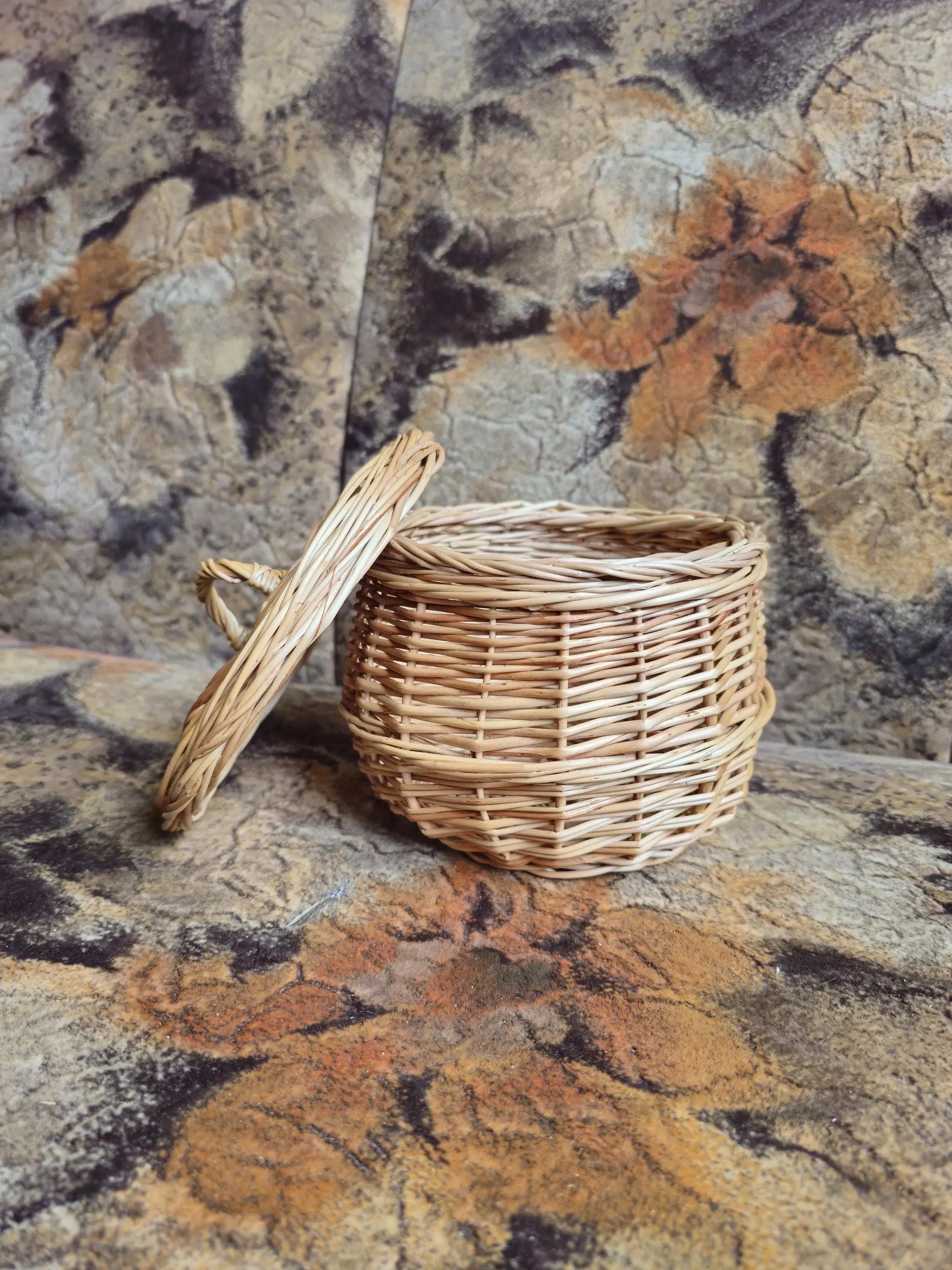Handwoven Willow Basket – Rustic Kitchen Container with Lid | Wicker Storage Jar - NaturelyWoven