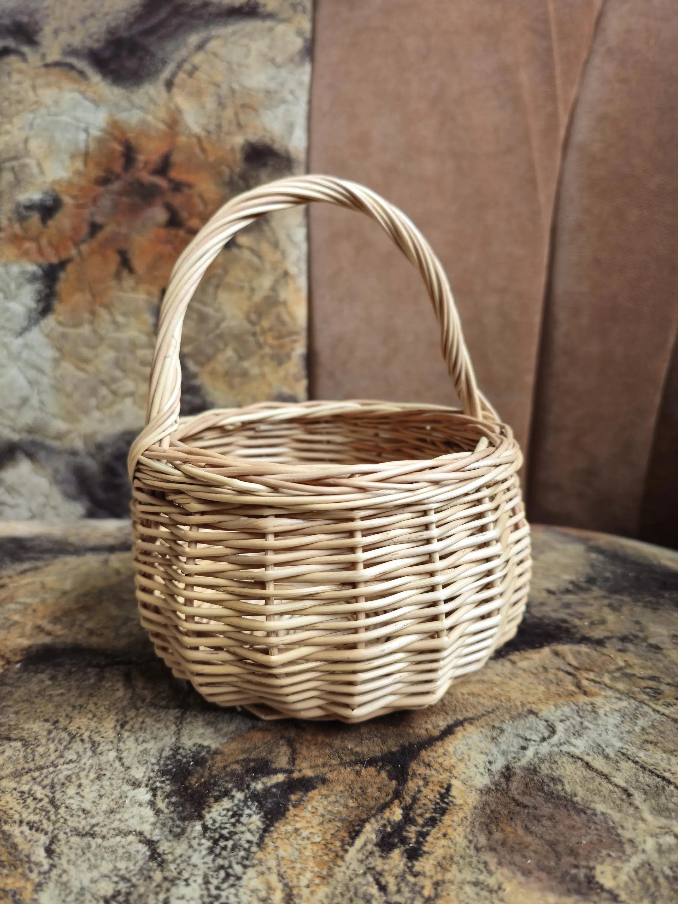 Handwoven Willow Basket - Small Woven Berry Picking Basket with Handle - NaturelyWoven