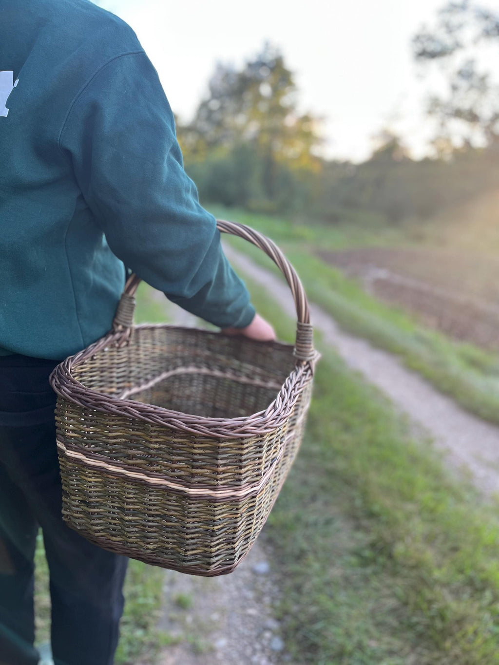 Didelė stačiakampė vytelių pintinė