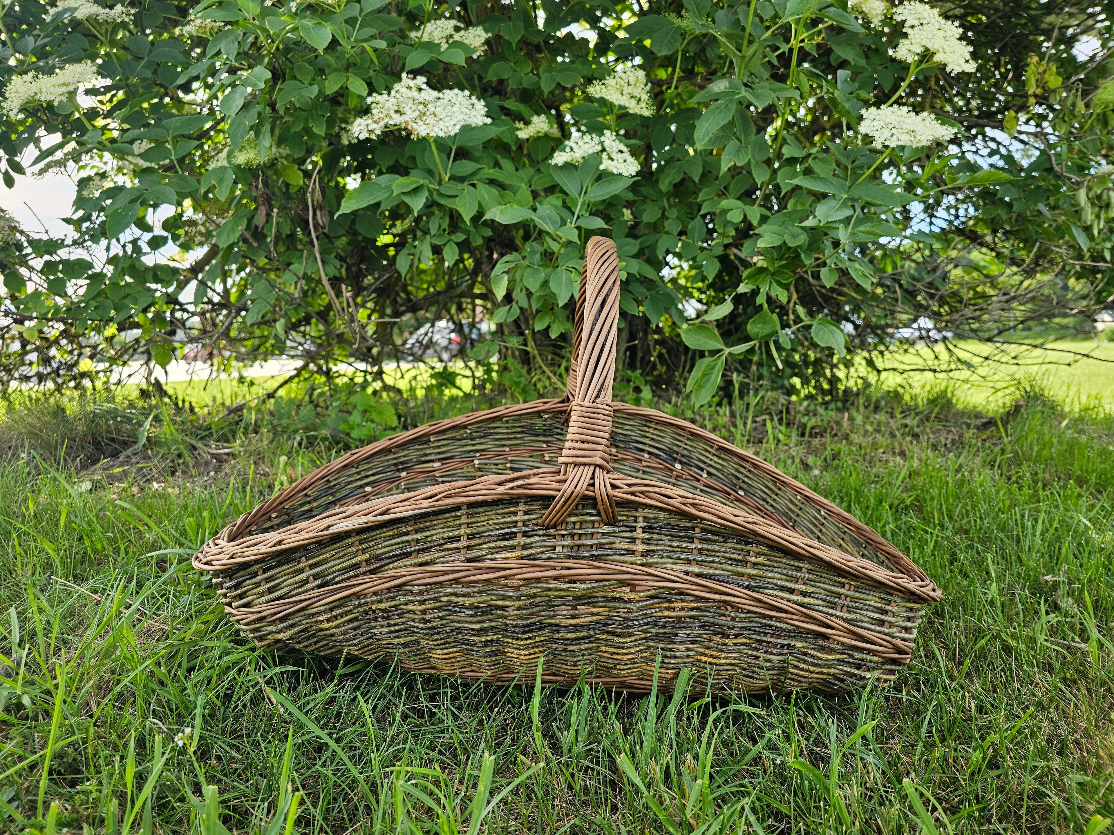 Didelė natūrali pintinė, Nežievinta / ruda — rankų darbo vytelių pintinė
