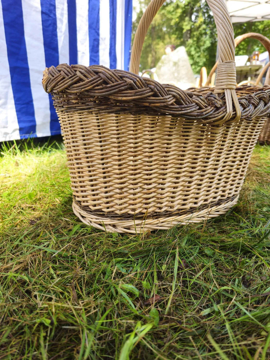 Didelė sandėliavimo pintinė su rankena — vytelių pintinė, 4 nuotrauka