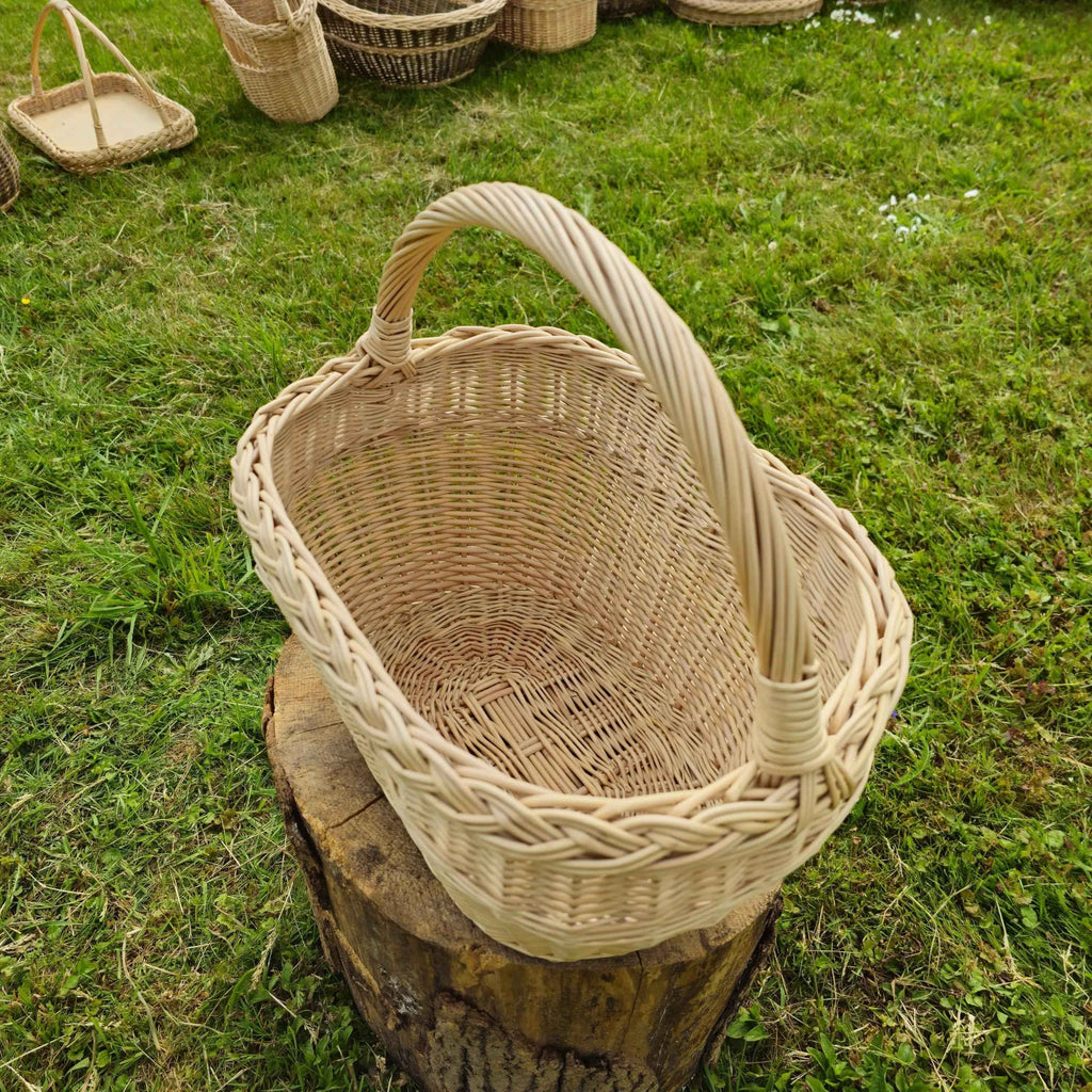 Didelė pikniko pintinė su aukšta rankena — vytelių pintinė, 10 nuotrauka