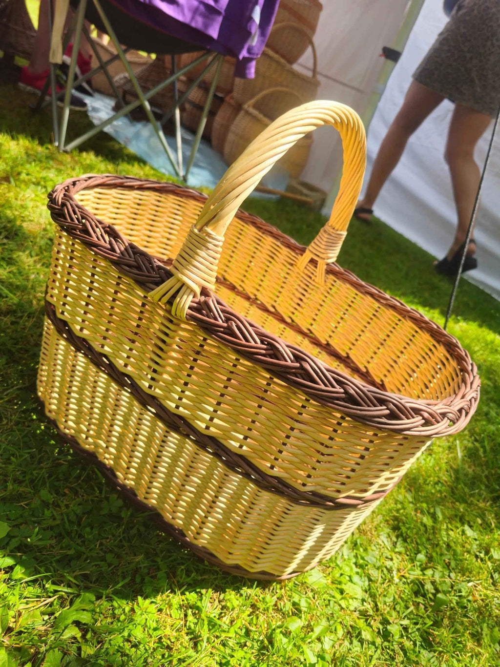 Didelė pikniko pintinė su rankena — daiktų pintinė, 6 nuotrauka