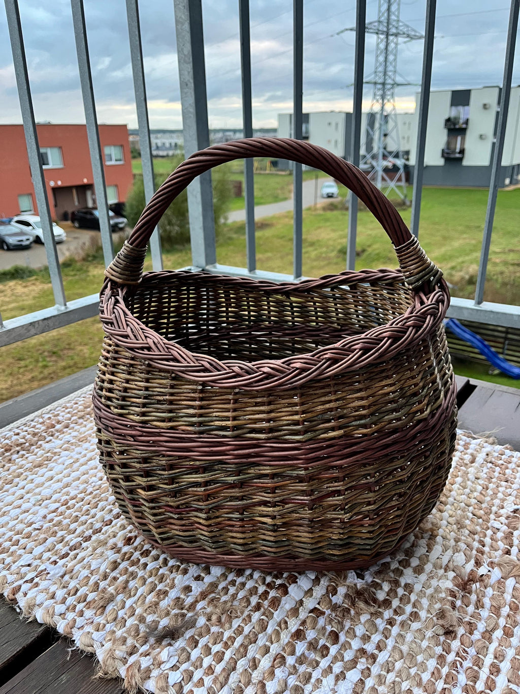 Didelė sandėliavimo pintinė su aukšta rankena — daiktų pintinė, 10 nuotrauka