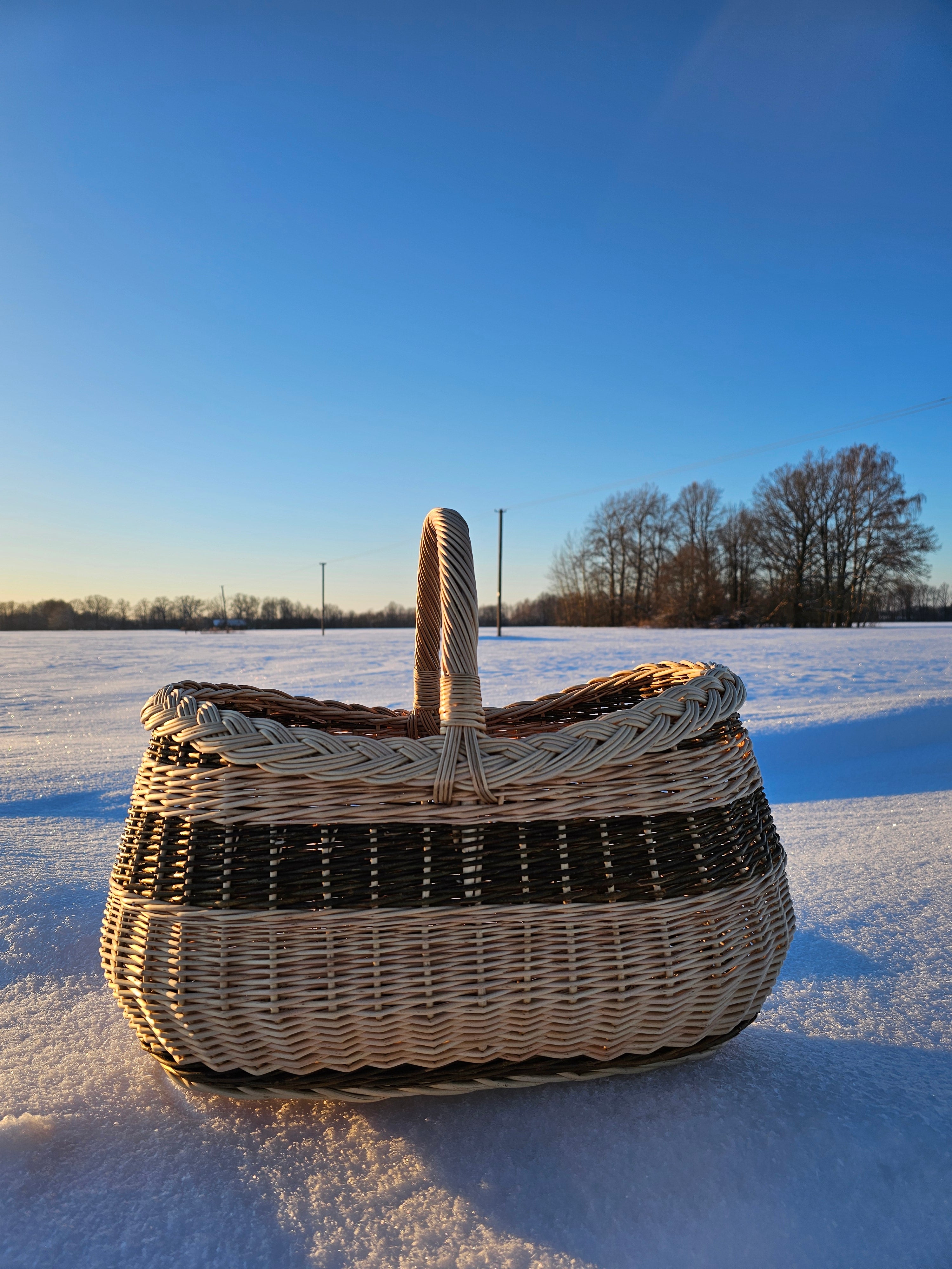Didelė turgaus pintinė, Auksinė / nežievinta — rankų darbo vytelių pintinė