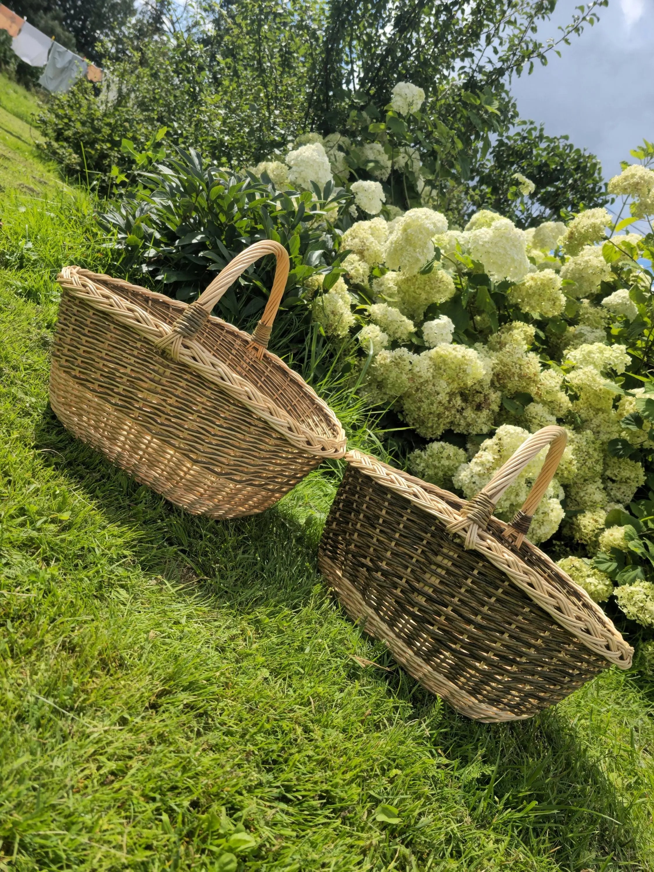 Large Wicker Basket – Durable Willow Storage Basket with Sturdy Handle - NaturelyWoven