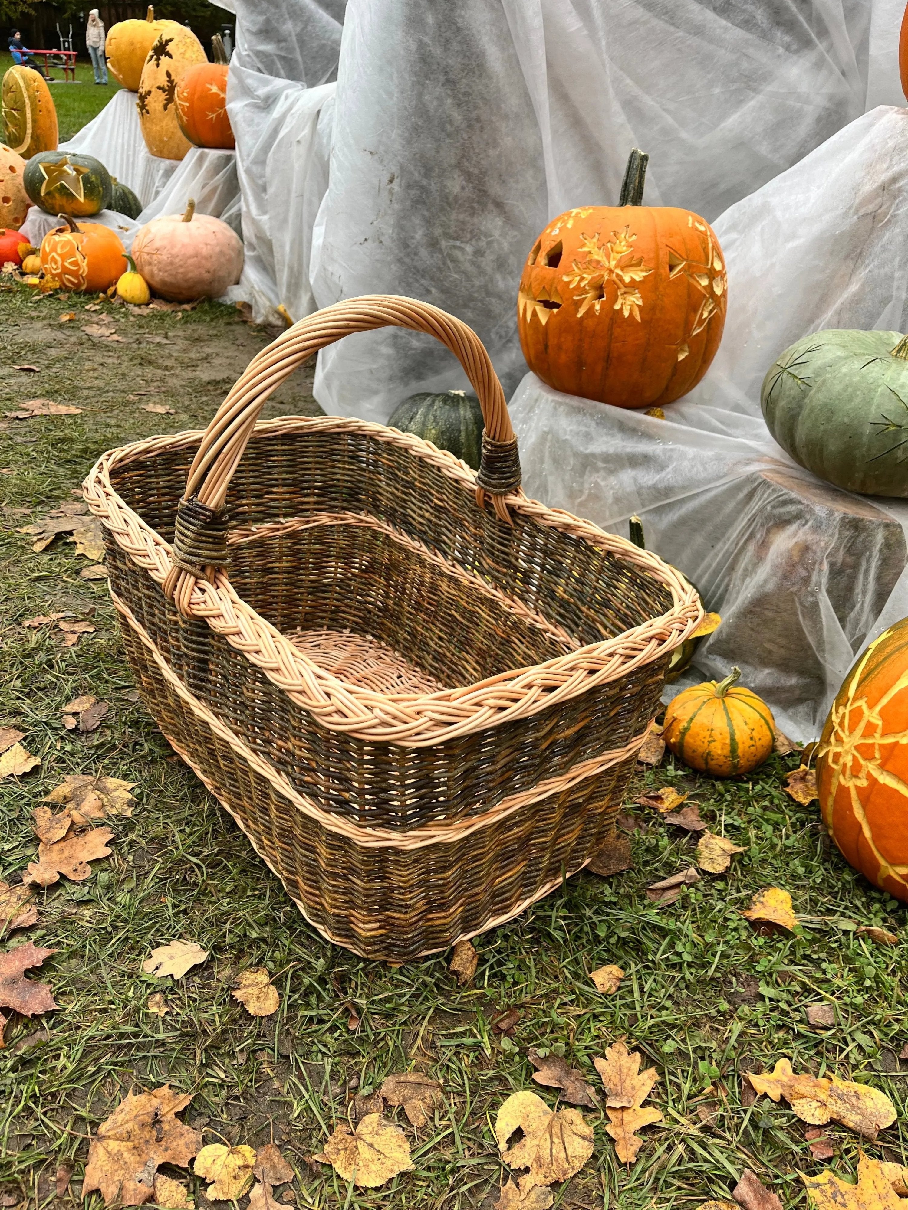 Large Wicker Basket – Handwoven Rectangular Storage Basket with Handle - NaturelyWoven