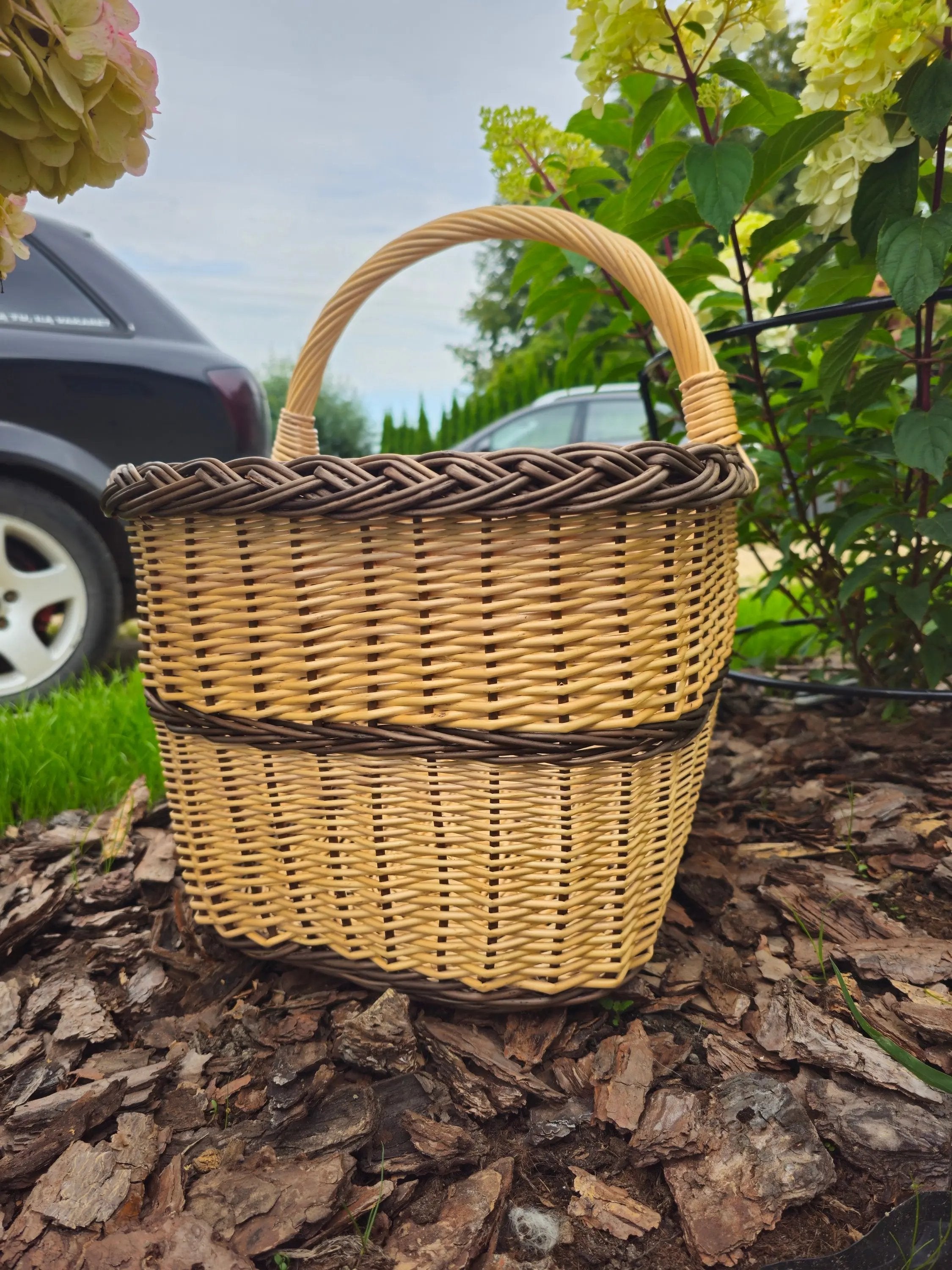 Large Wicker Basket – Handwoven Rectangular Storage Basket with Handle - NaturelyWoven