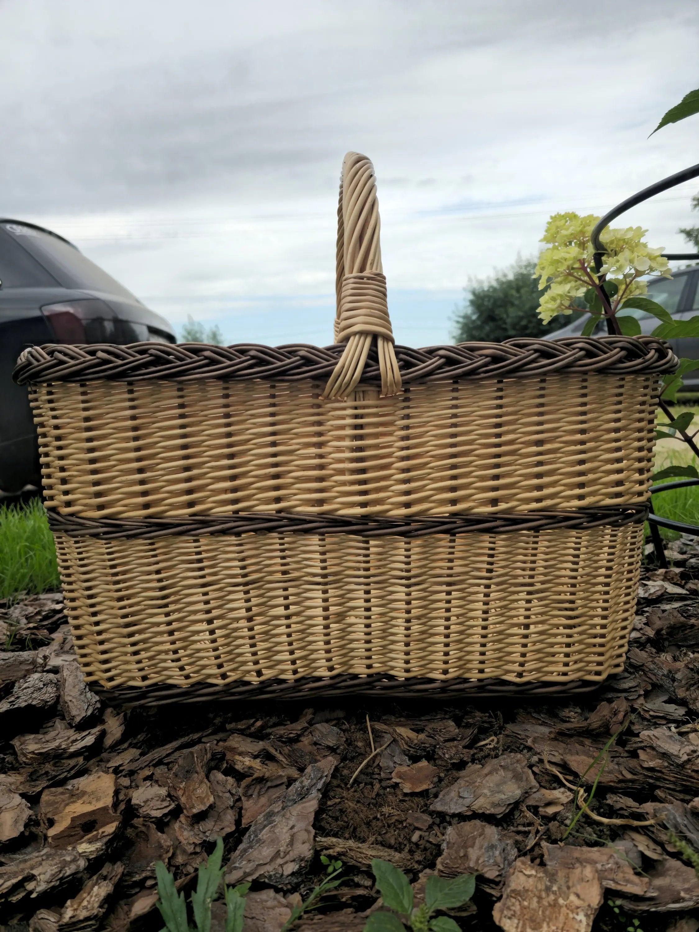 Large Wicker Basket – Handwoven Rectangular Storage Basket with Handle - NaturelyWoven