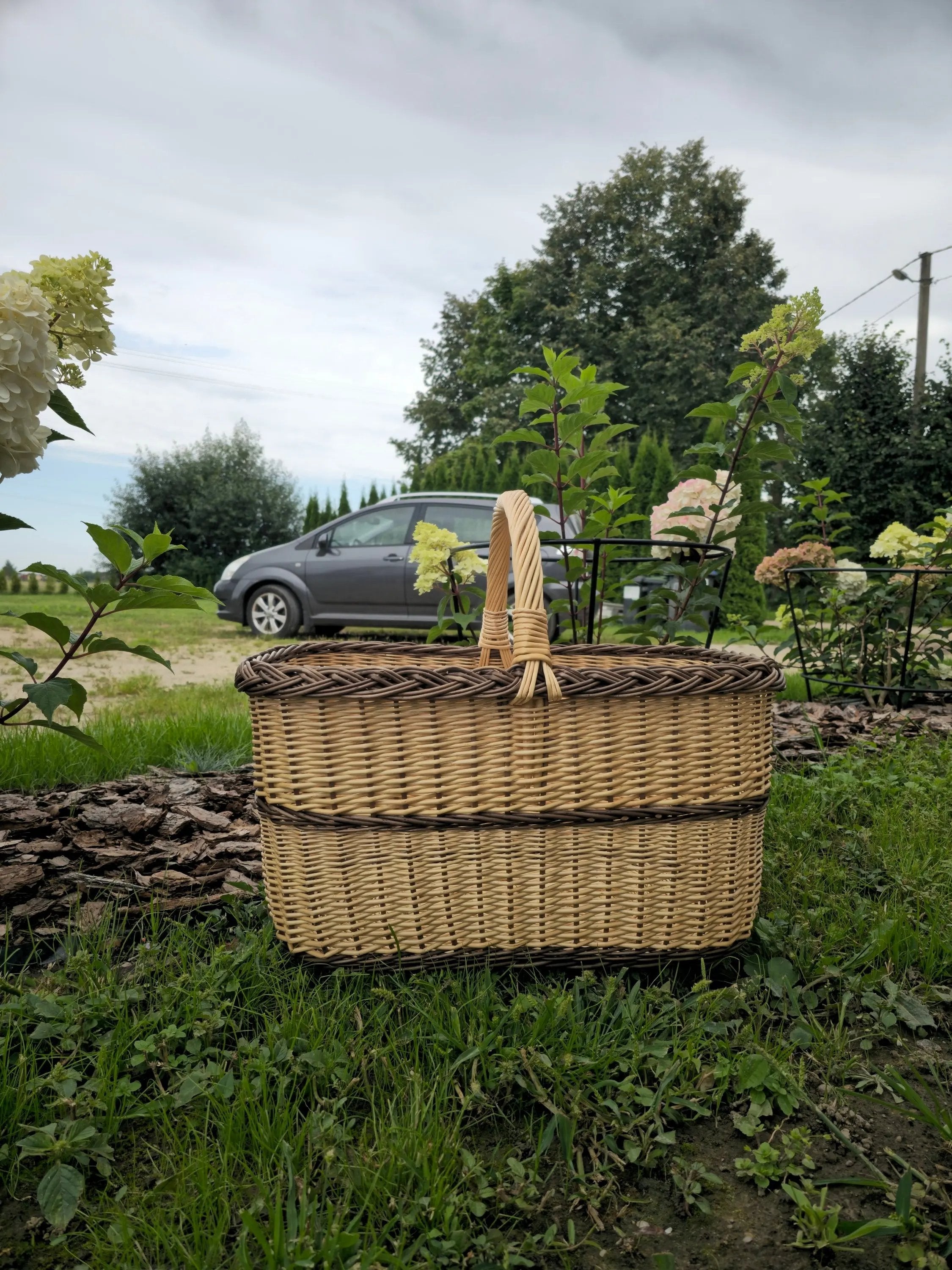 Large Wicker Basket – Handwoven Rectangular Storage Basket with Handle - NaturelyWoven