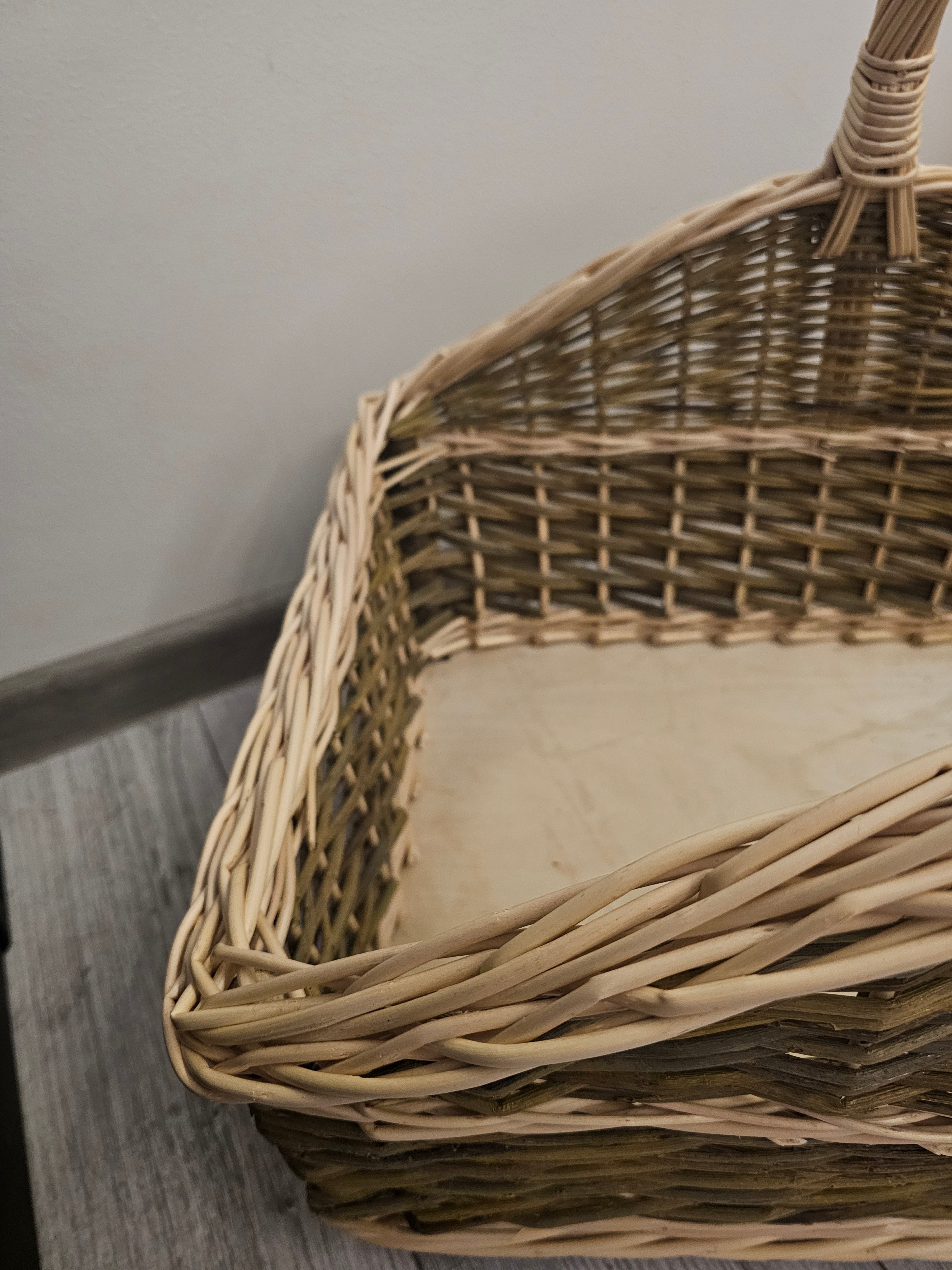 Didelė malkų pintinė su rankena — malkų pintinė, 4 nuotrauka