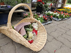 Didelė vestuvių pintinė su pintu pagrindu — gėlių pintinė, 11 nuotrauka