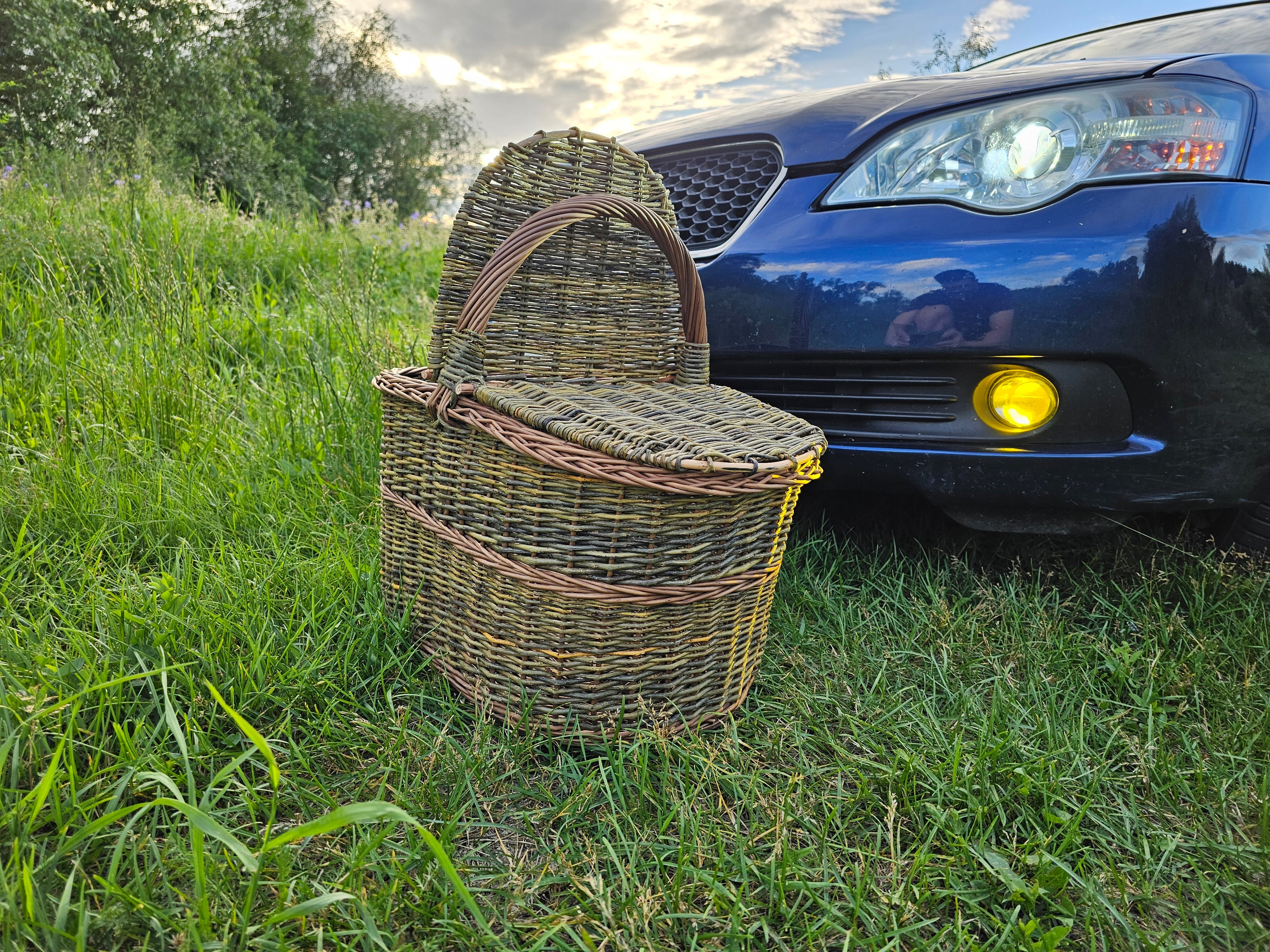 Didelė pikniko pintinė iš nežievintos vytelės — pikniko pintinė, 11 nuotrauka