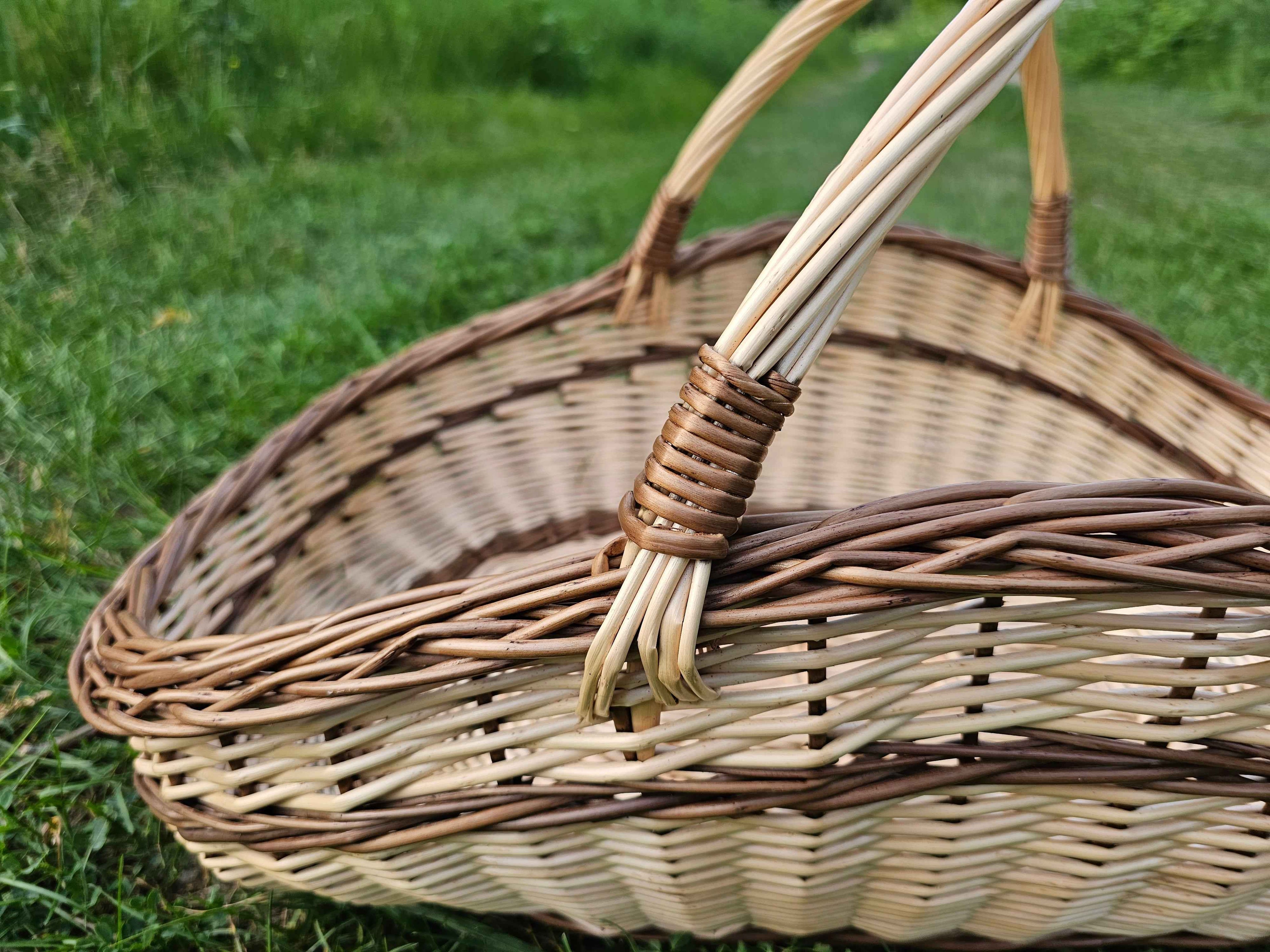 Didelė pintinė su rankenomis — vytelių pintinė, 2 nuotrauka