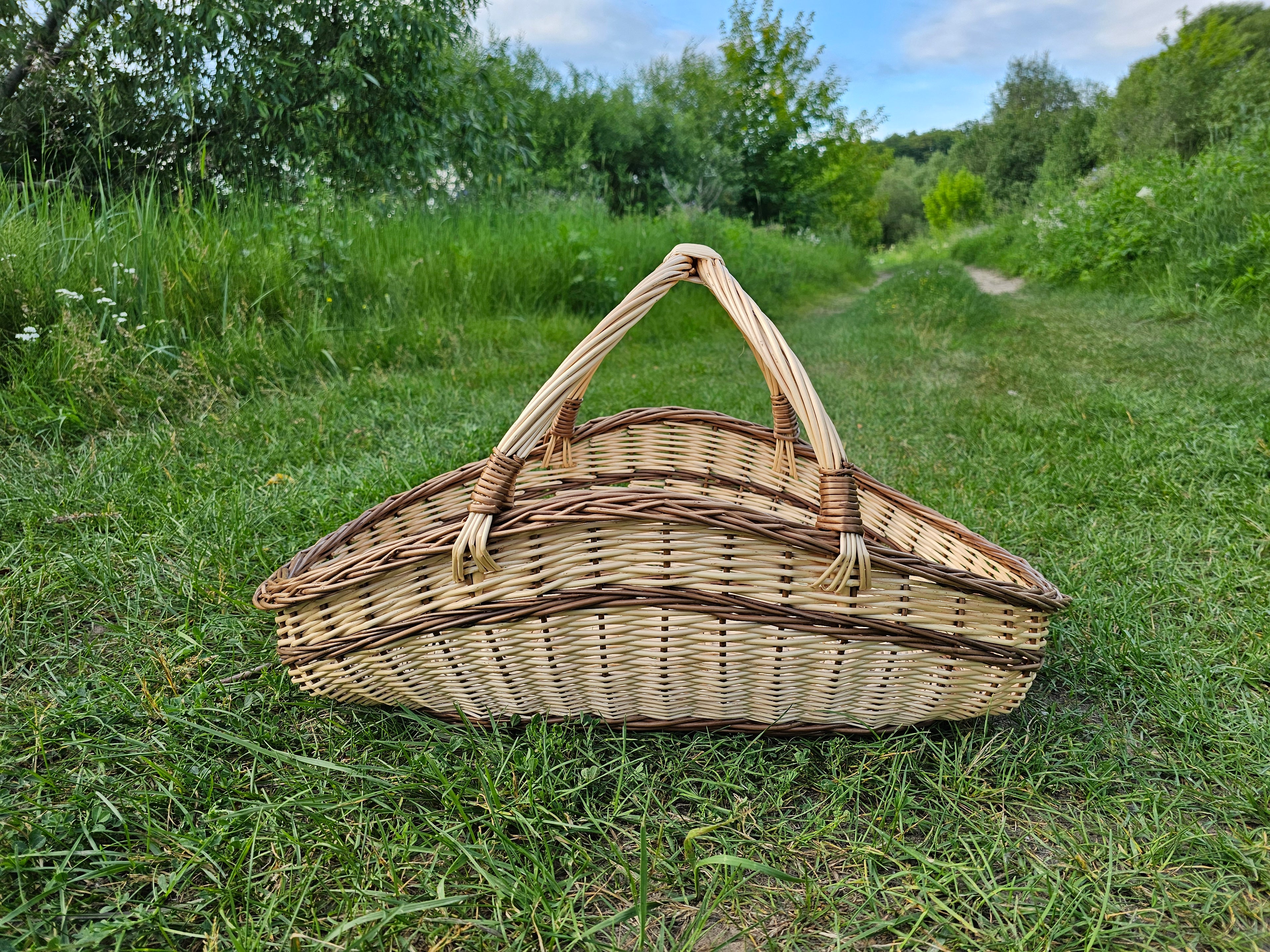 Didelė pintinė su rankenomis — vytelių pintinė, 7 nuotrauka