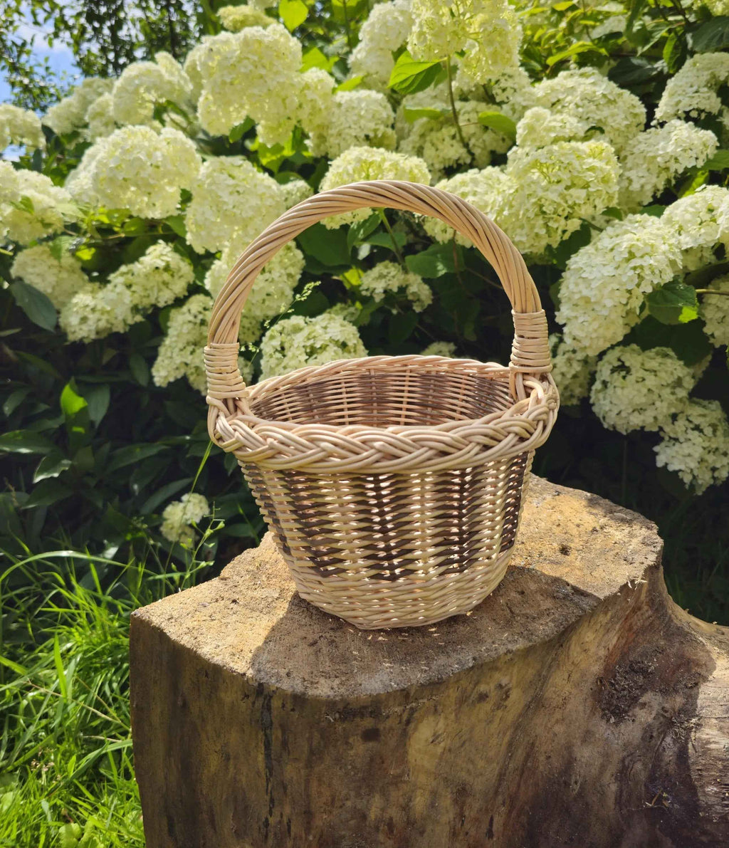 Mini sandėliavimo pintinė, Ruda / auksinė — rankų darbo daiktų pintinė
