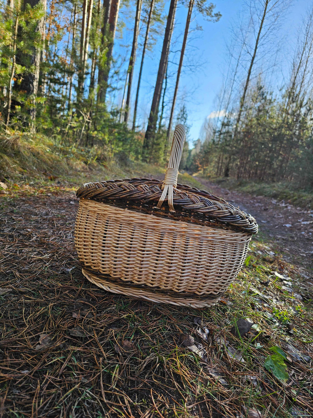Turgaus pintinė su ažūriniu pynimu, # — rankų darbo vytelių pintinė
