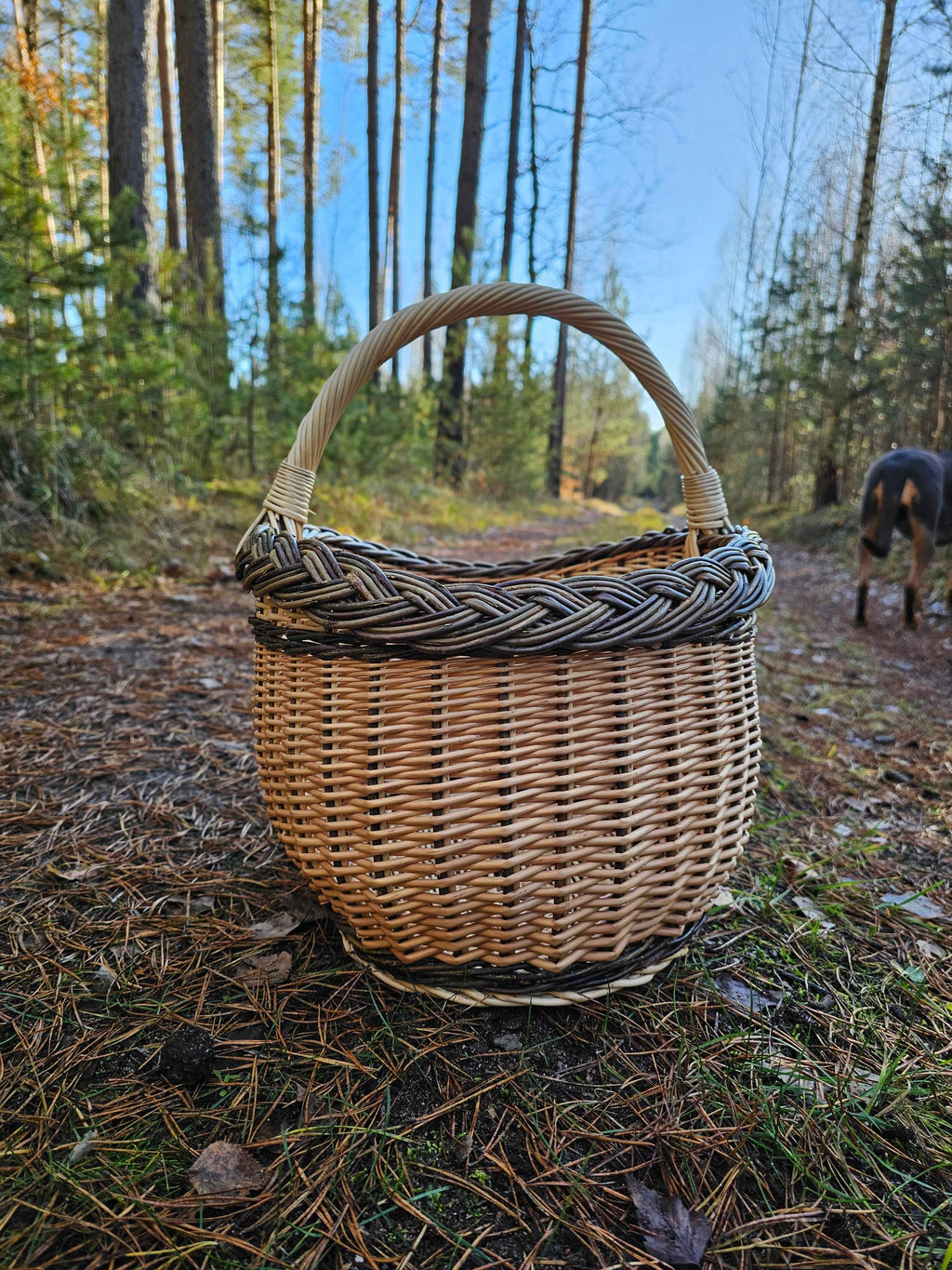 Turgaus pintinė su ažūriniu pynimu — vytelių pintinė, 12 nuotrauka