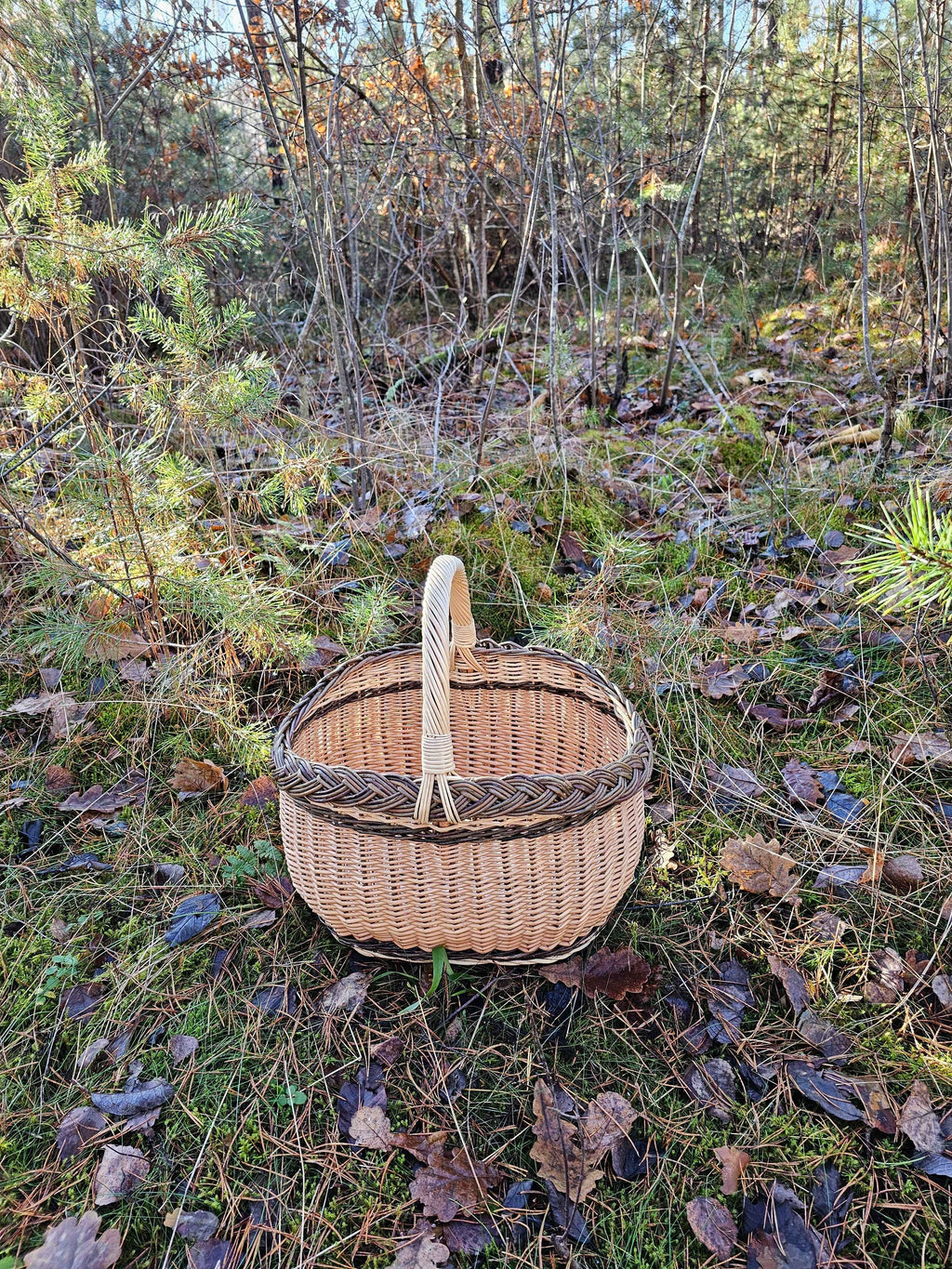 Turgaus pintinė su ažūriniu pynimu — vytelių pintinė, 15 nuotrauka