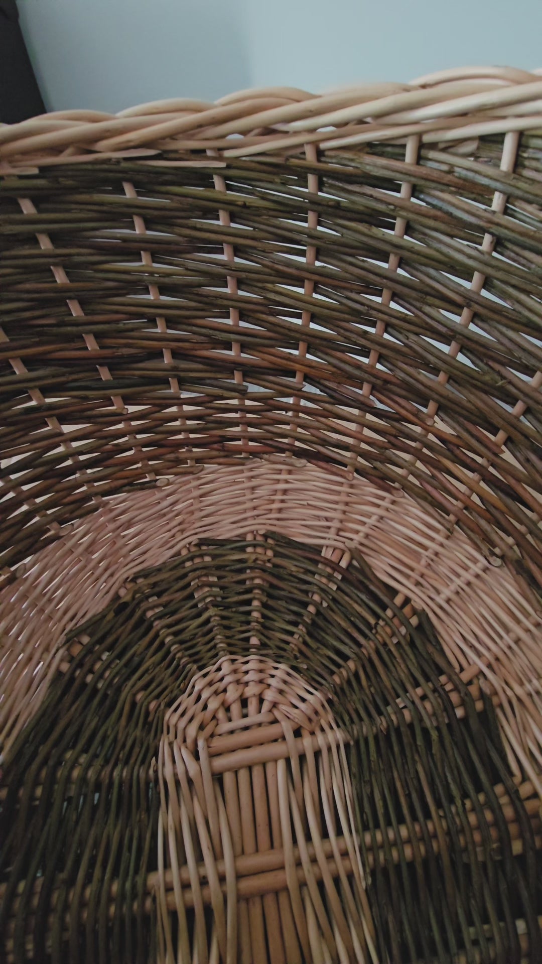 Large Oval Wicker Basket with Tall Handle