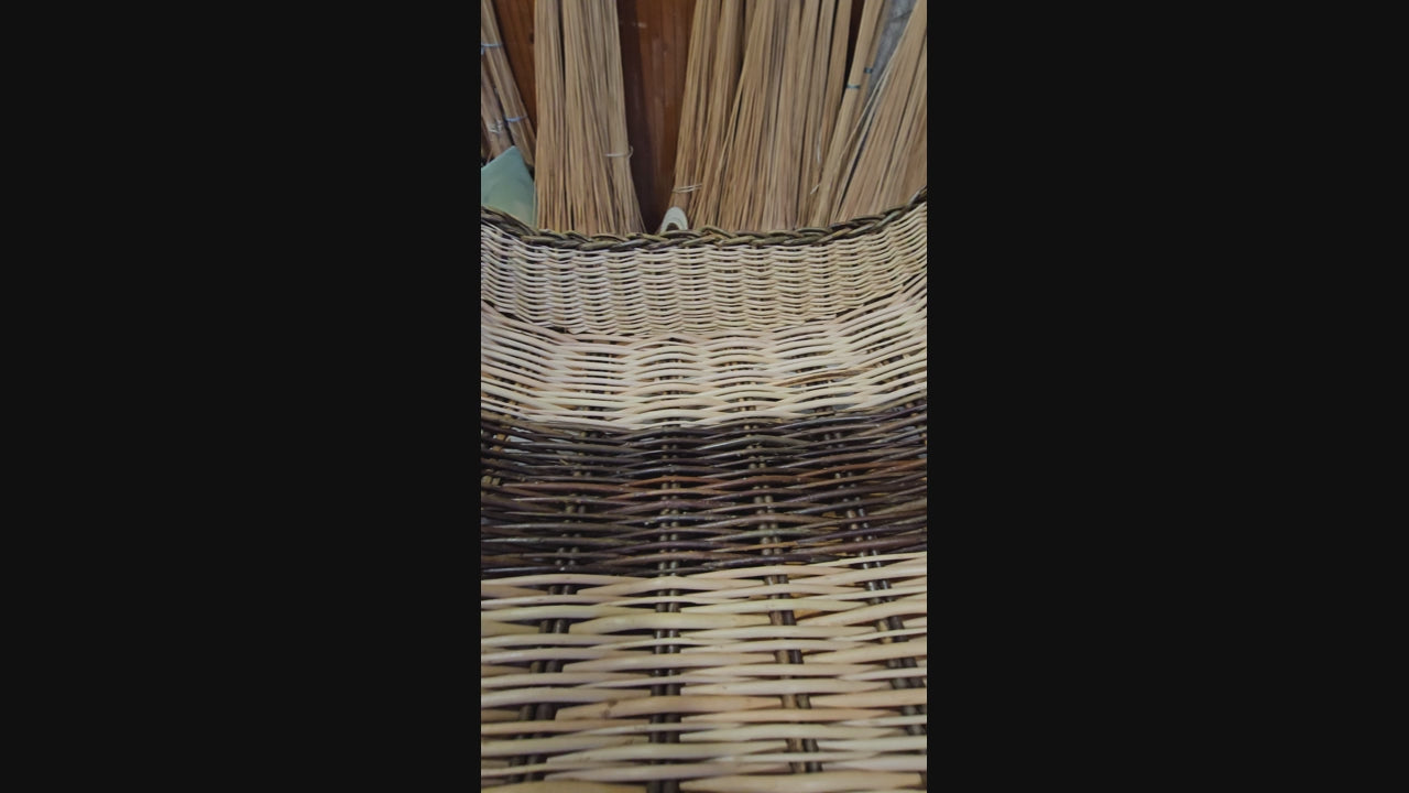 Long Wicker Firewood Basket with Arched Handle