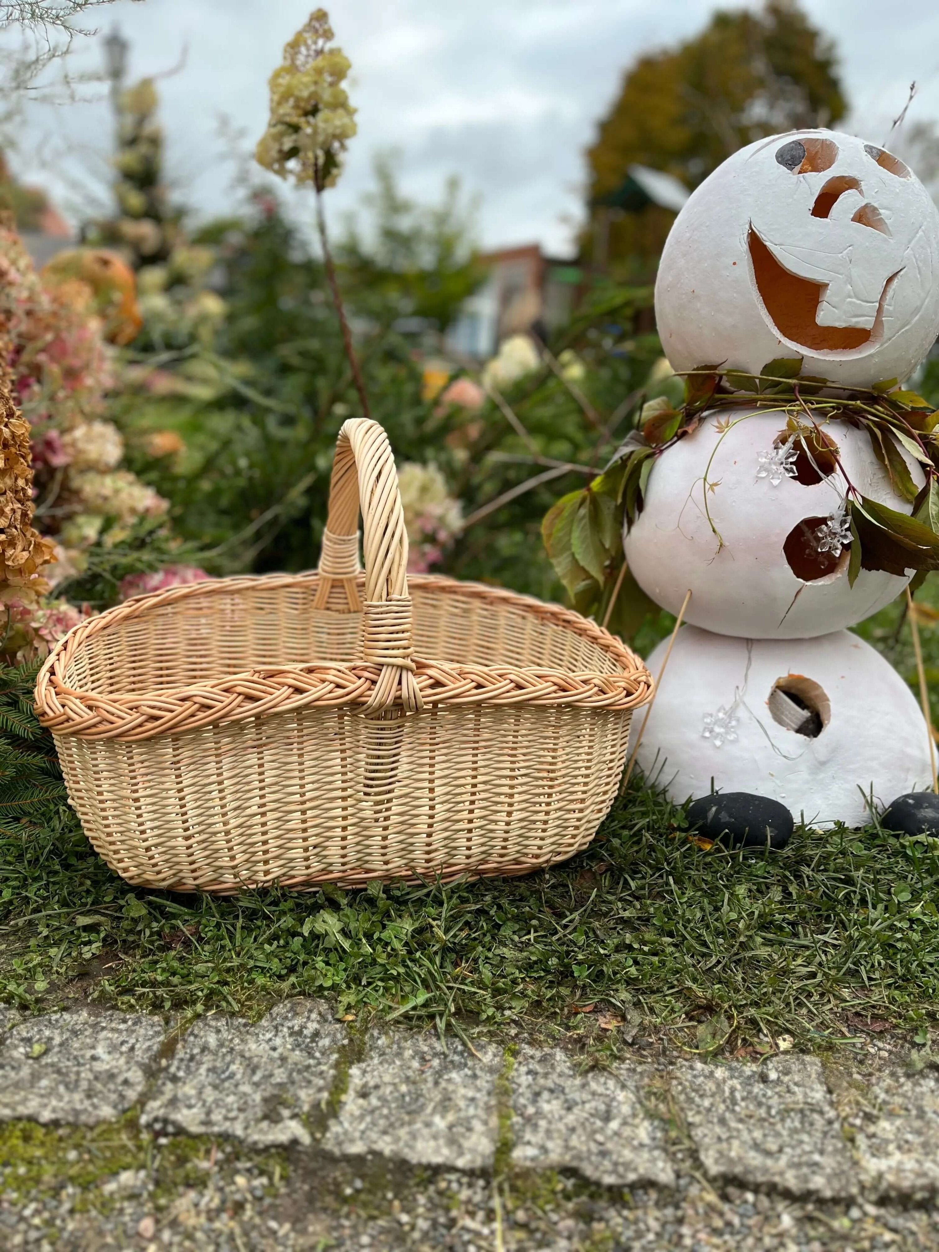 Handwoven Willow Wicker Basket with Braided Handle - NaturelyWoven