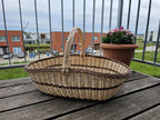 Ypač didelė pintinė su rausvu apvadu, Auksinė / ruda — rankų darbo vytelių pintinė