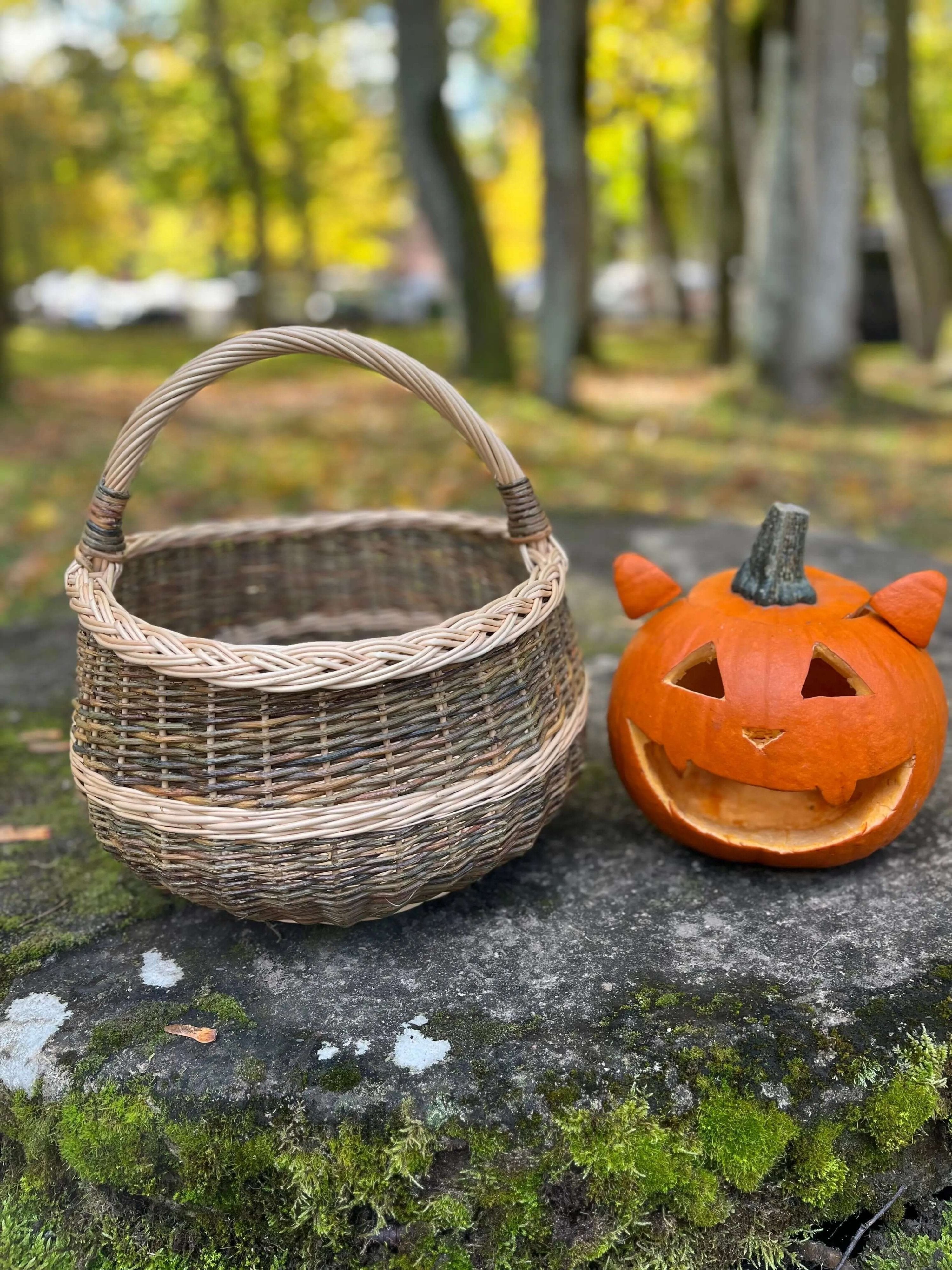 Round Wicker Basket – Handwoven Willow Foraging Basket With Airflow Design - NaturelyWoven